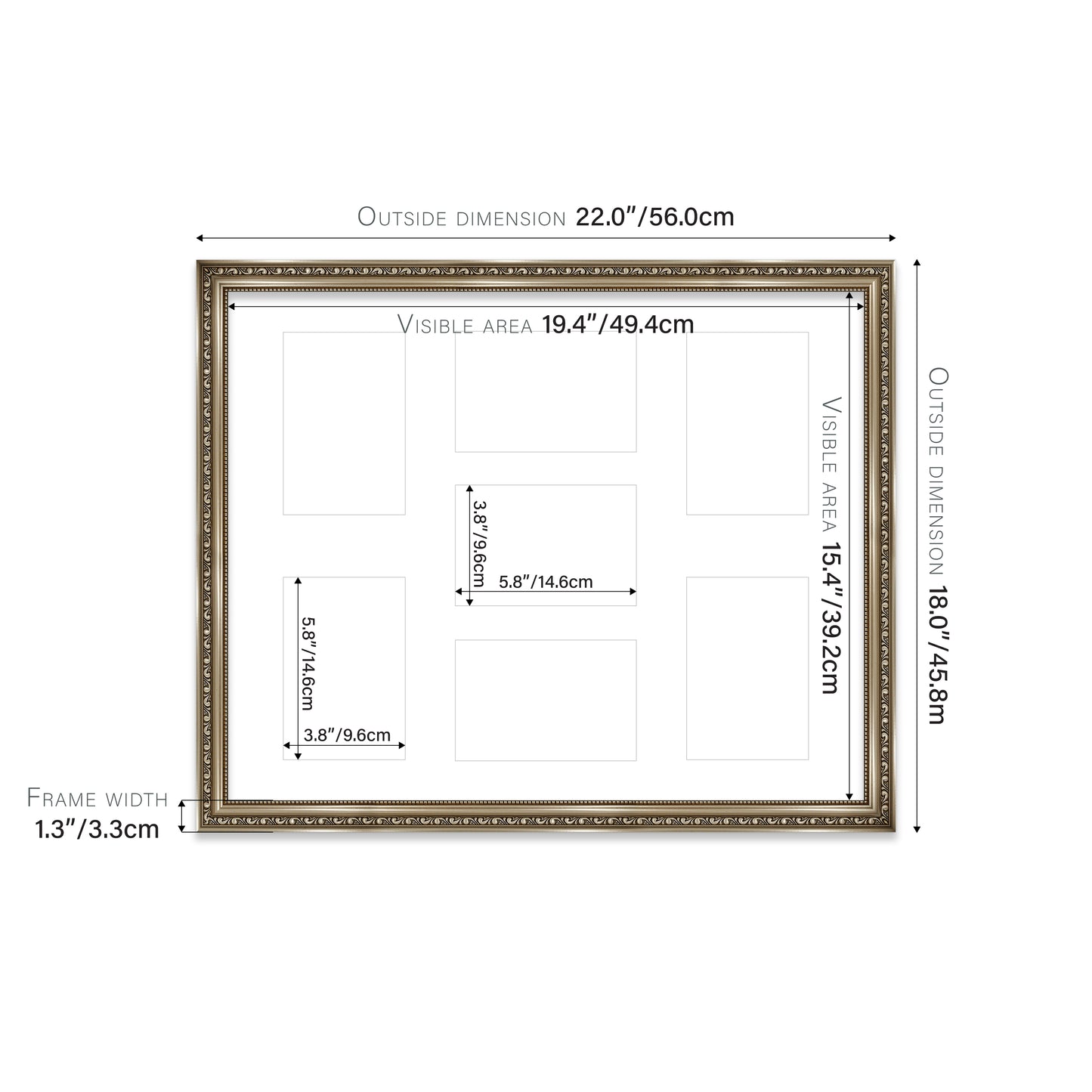 Gunmetal Ornate Picture Frame 33mm Edge