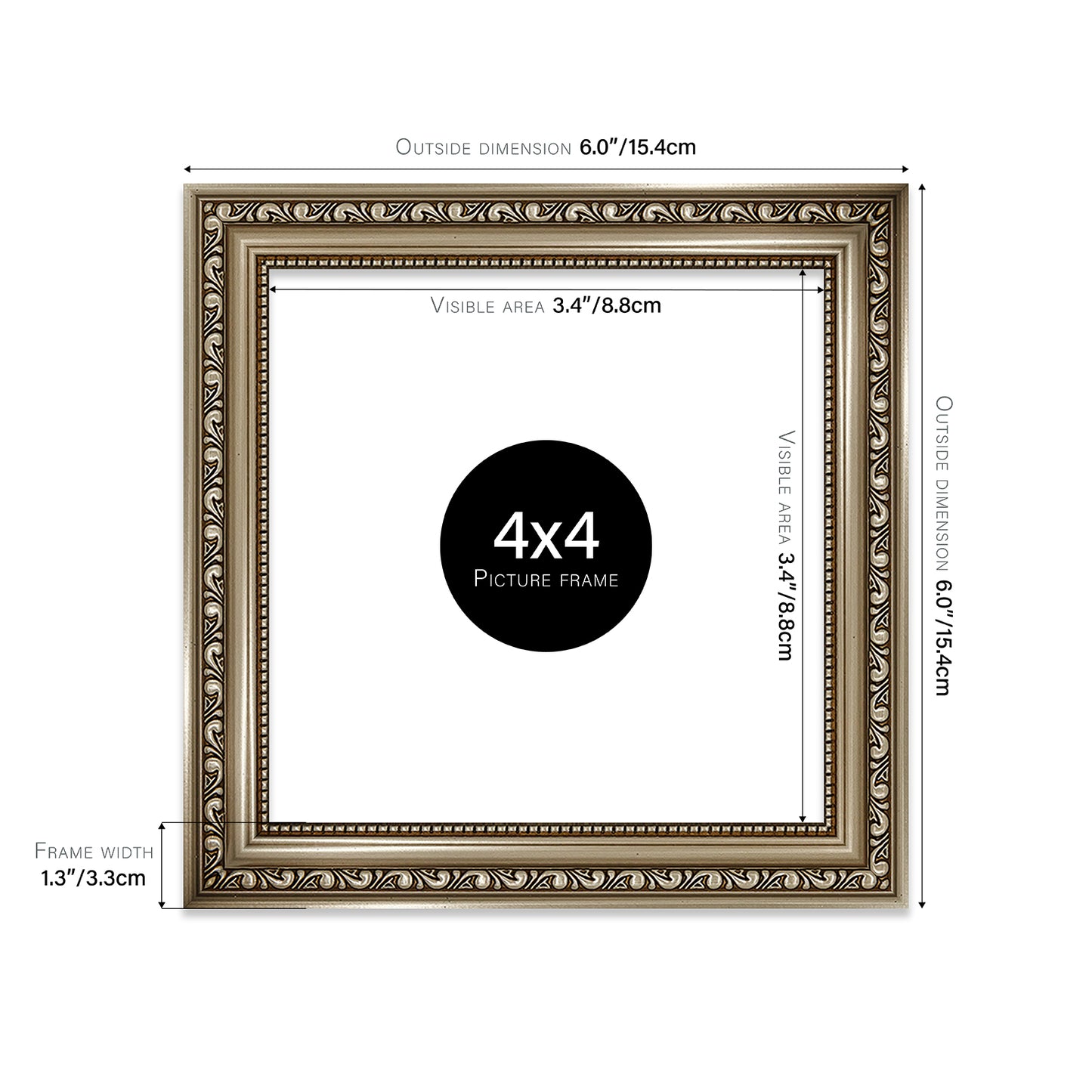 Gunmetal Ornate Picture Frame 33mm Edge