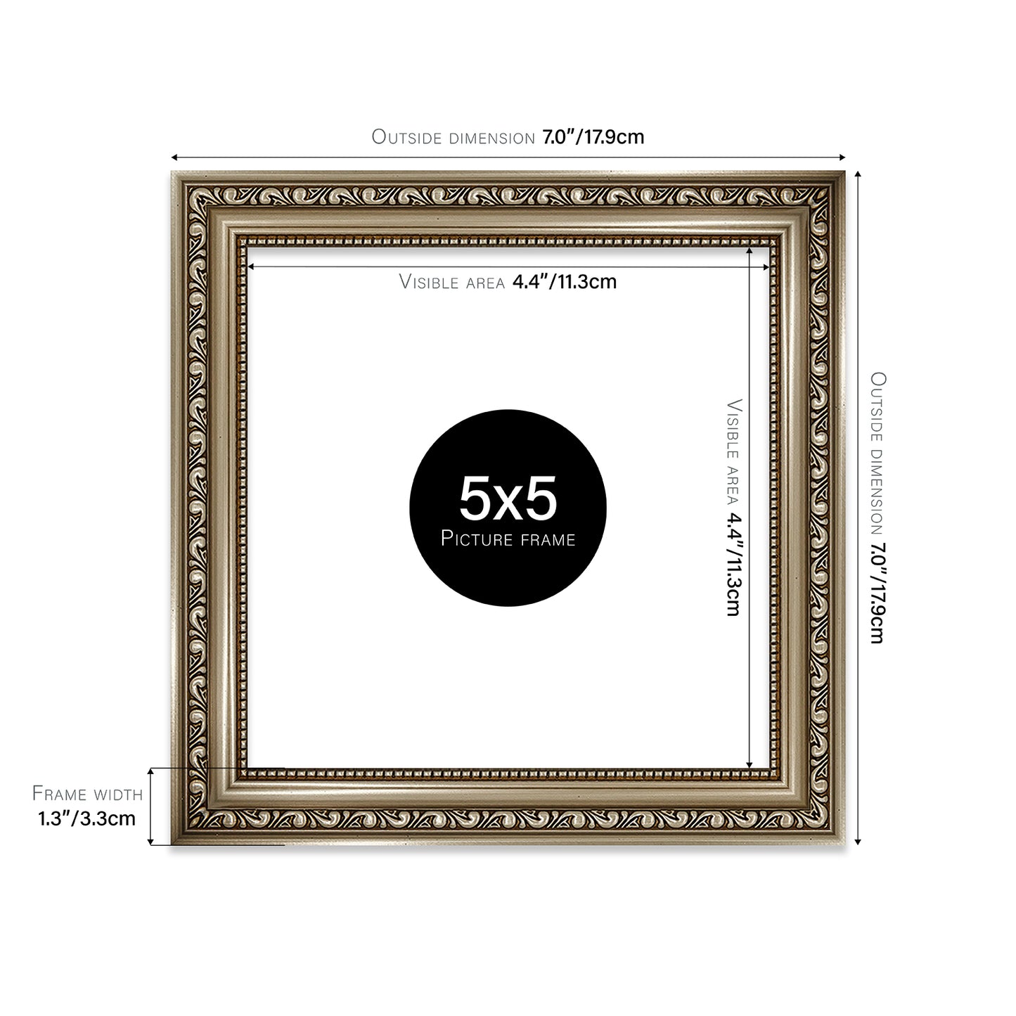 Gunmetal Ornate Picture Frame 33mm Edge