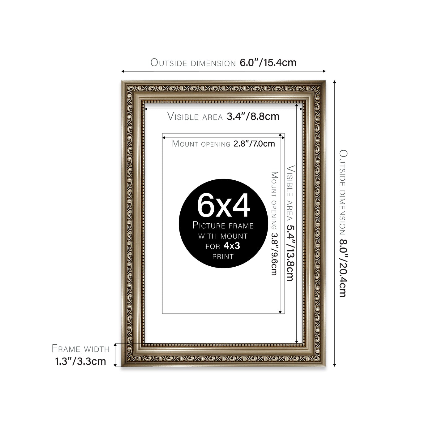 Gunmetal Ornate Picture Frame 33mm Edge