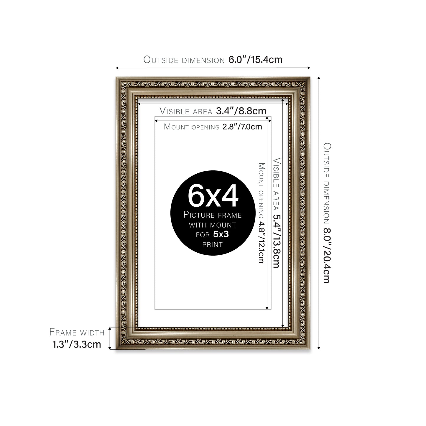 Gunmetal Ornate Picture Frame 33mm Edge