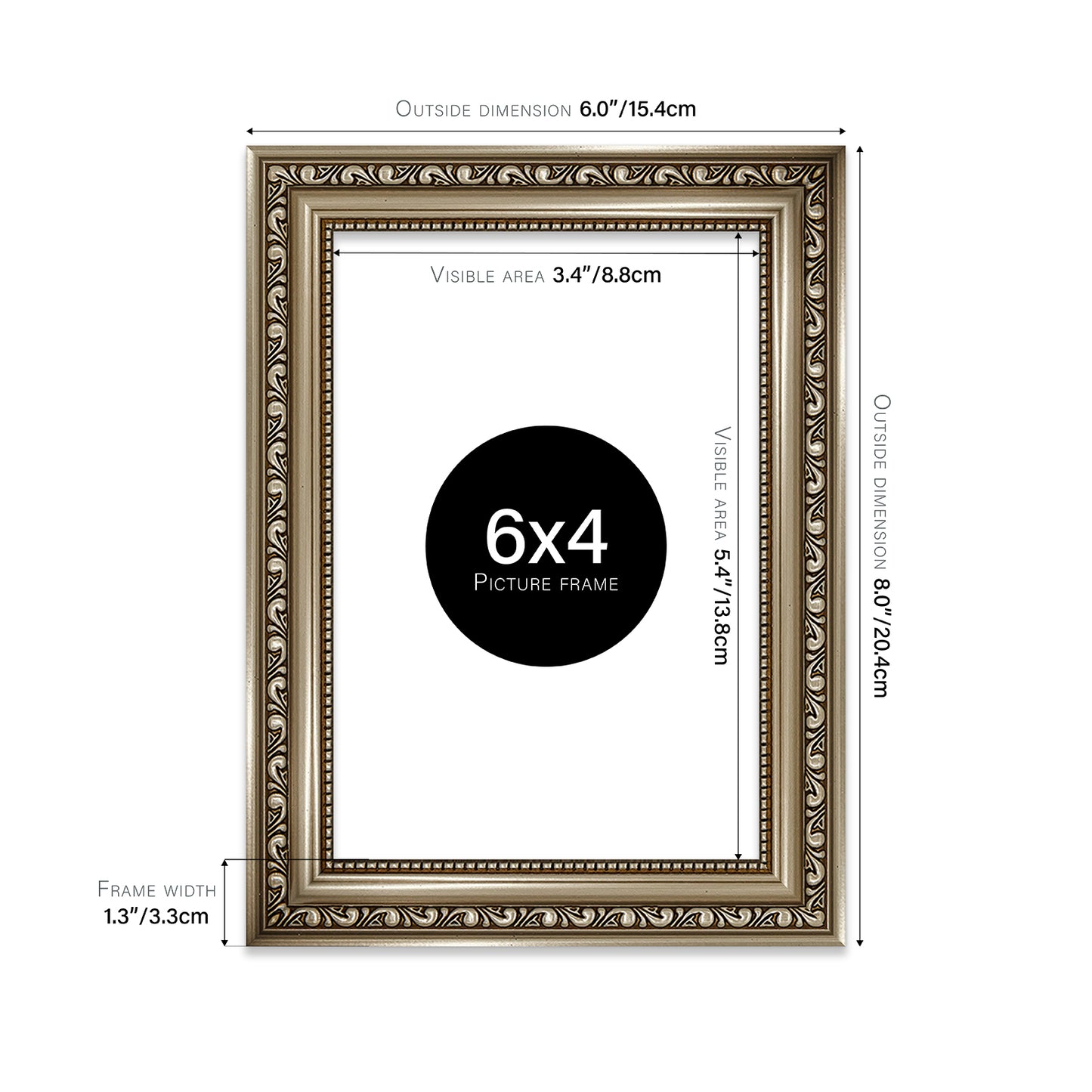 Gunmetal Ornate Picture Frame 33mm Edge