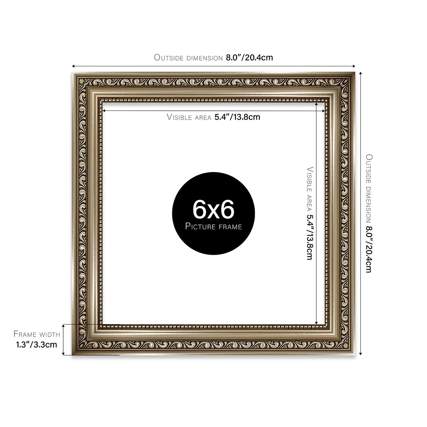 Gunmetal Ornate Picture Frame 33mm Edge