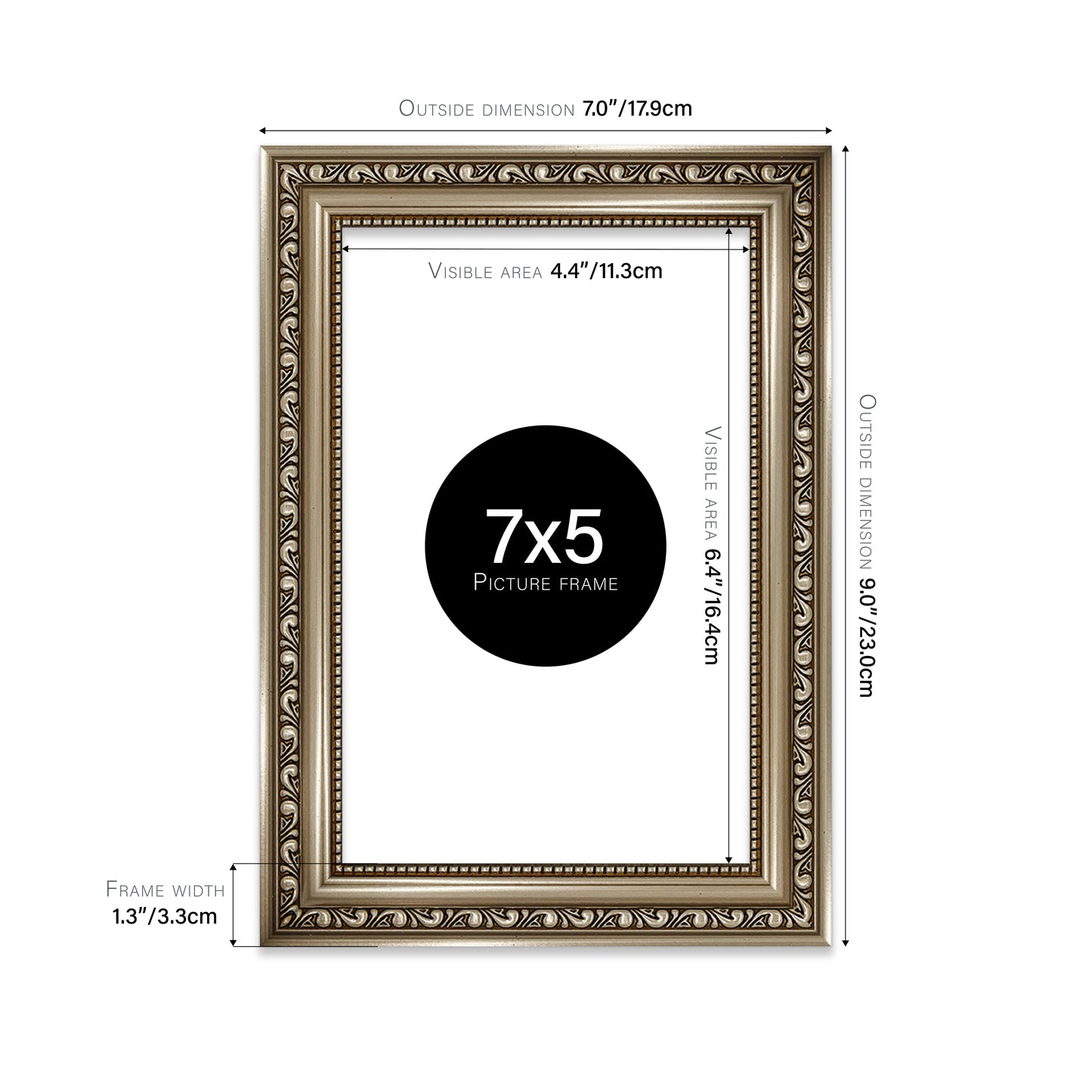 Gunmetal Ornate Picture Frame 33mm Edge
