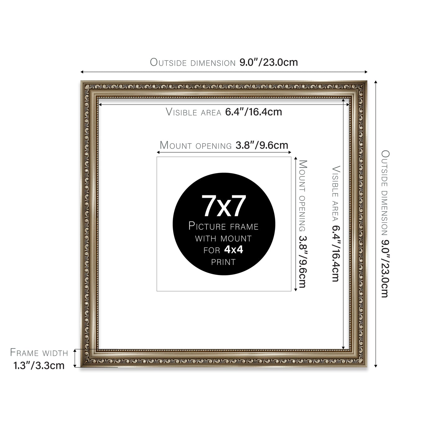 Gunmetal Ornate Picture Frame 33mm Edge