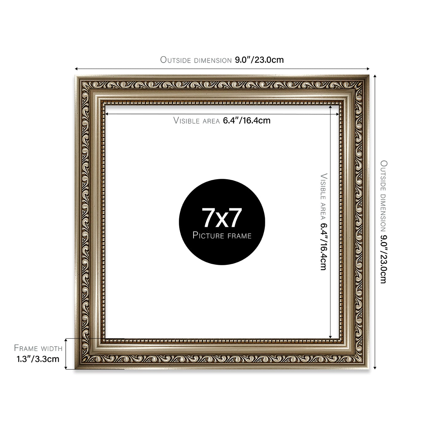 Gunmetal Ornate Picture Frame 33mm Edge