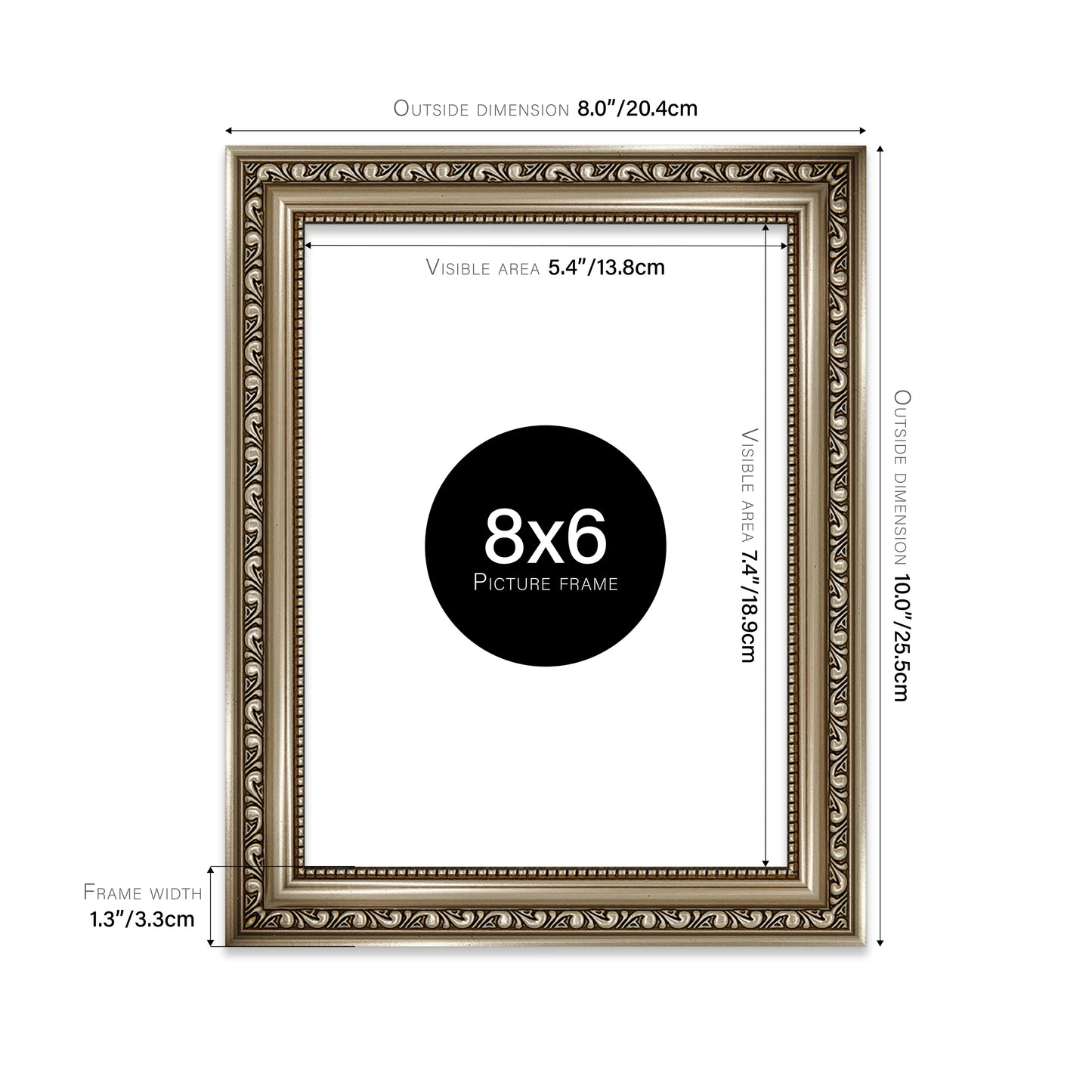 Gunmetal Ornate Picture Frame 33mm Edge