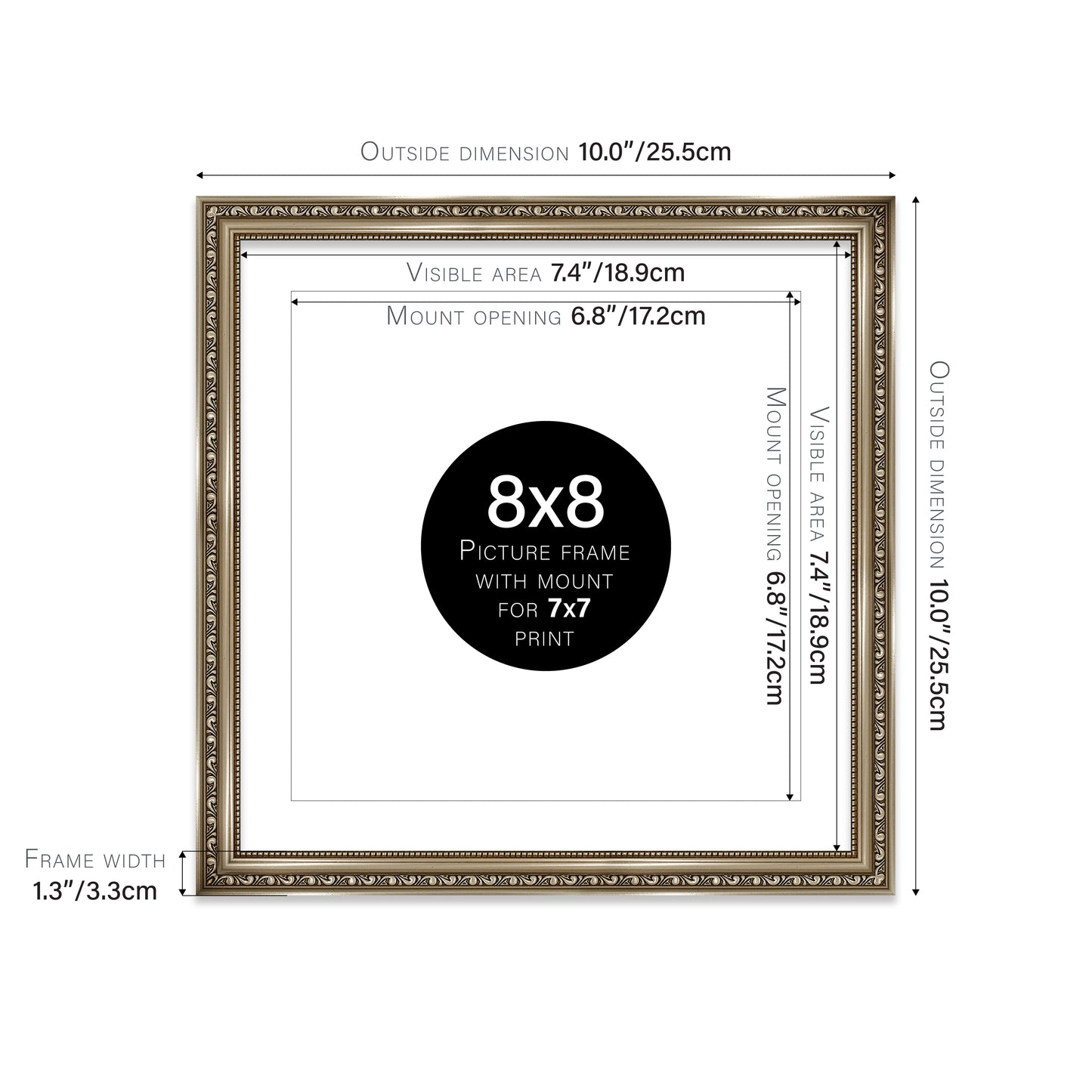 Gunmetal Ornate Picture Frame 33mm Edge