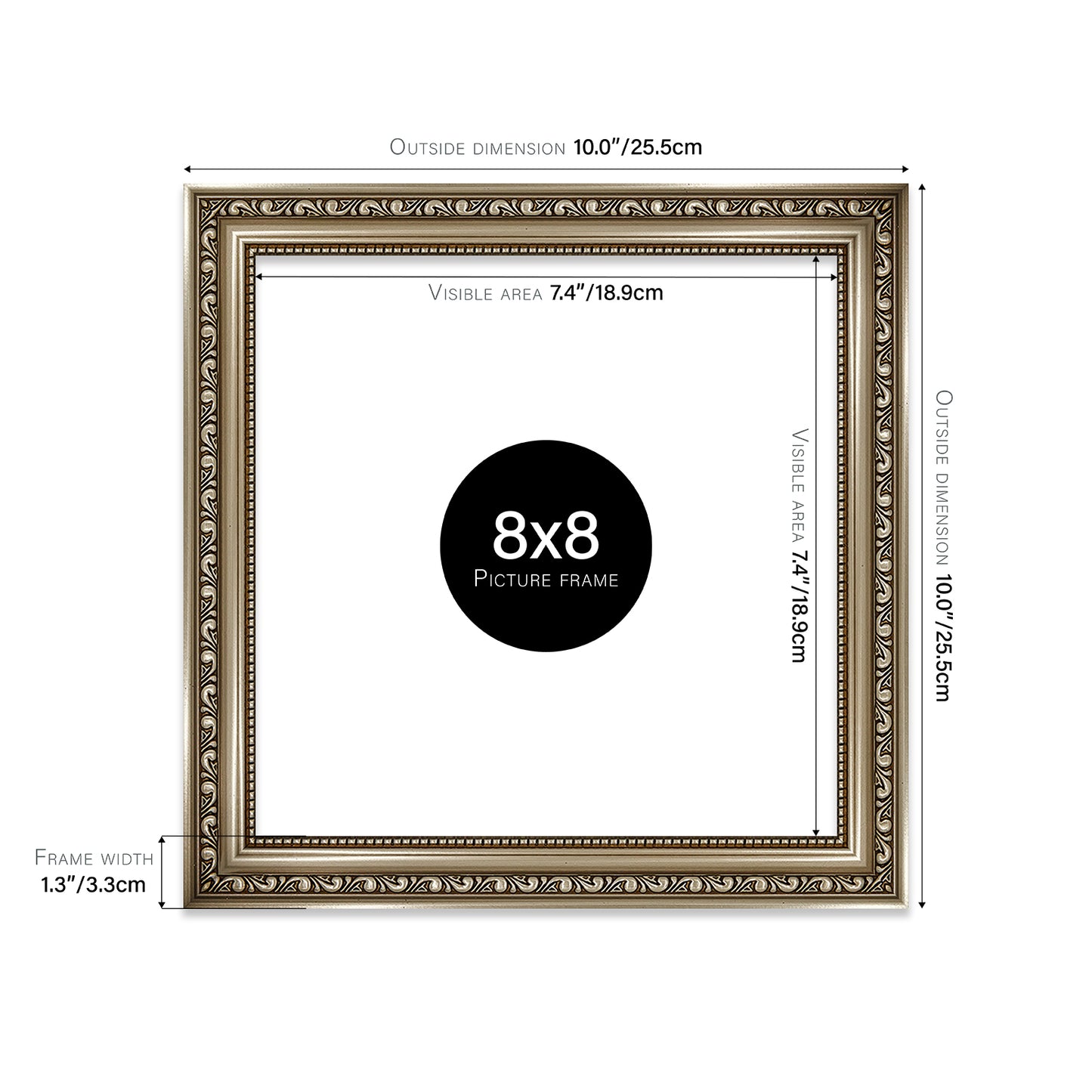 Gunmetal Ornate Picture Frame 33mm Edge
