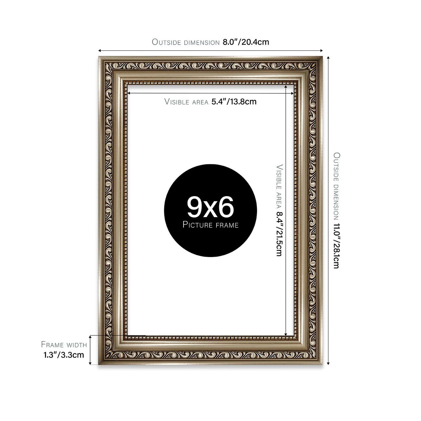 Gunmetal Ornate Picture Frame 33mm Edge