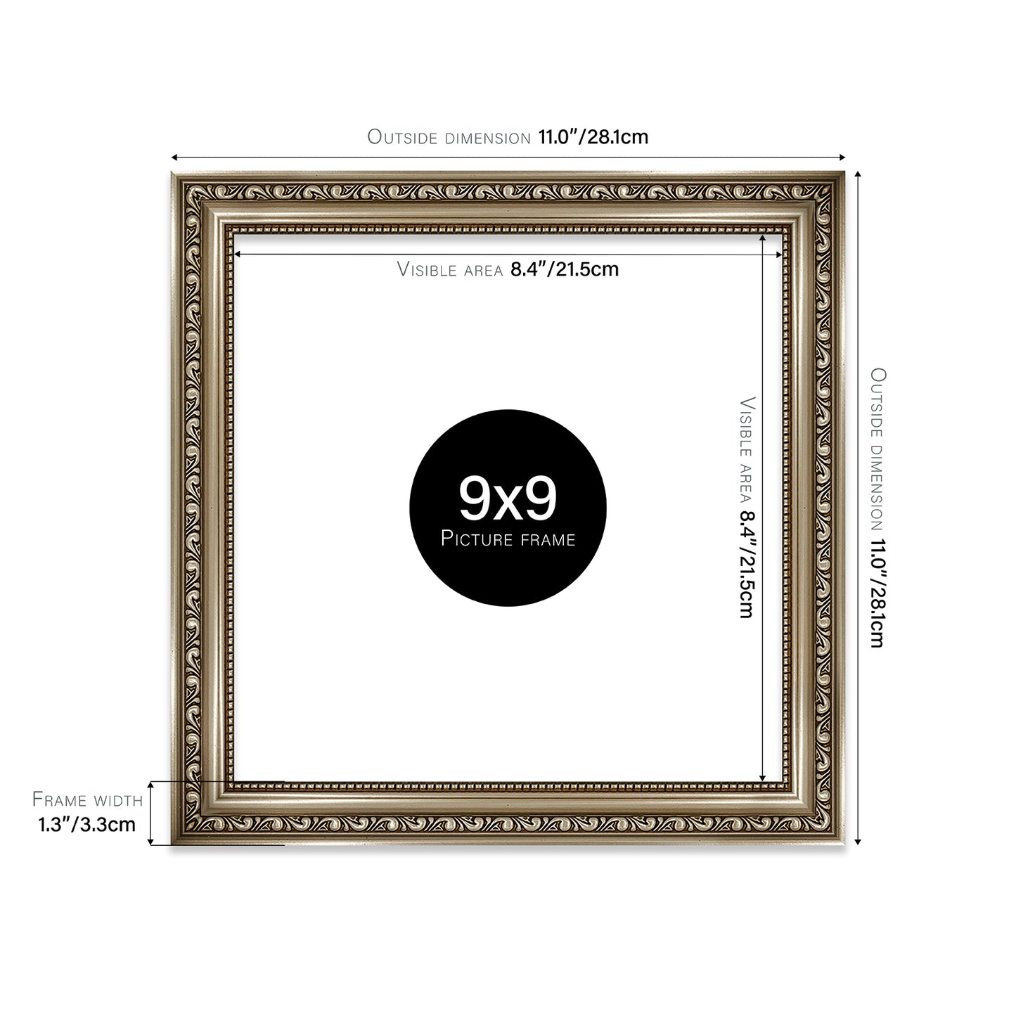 Gunmetal Ornate Picture Frame 33mm Edge