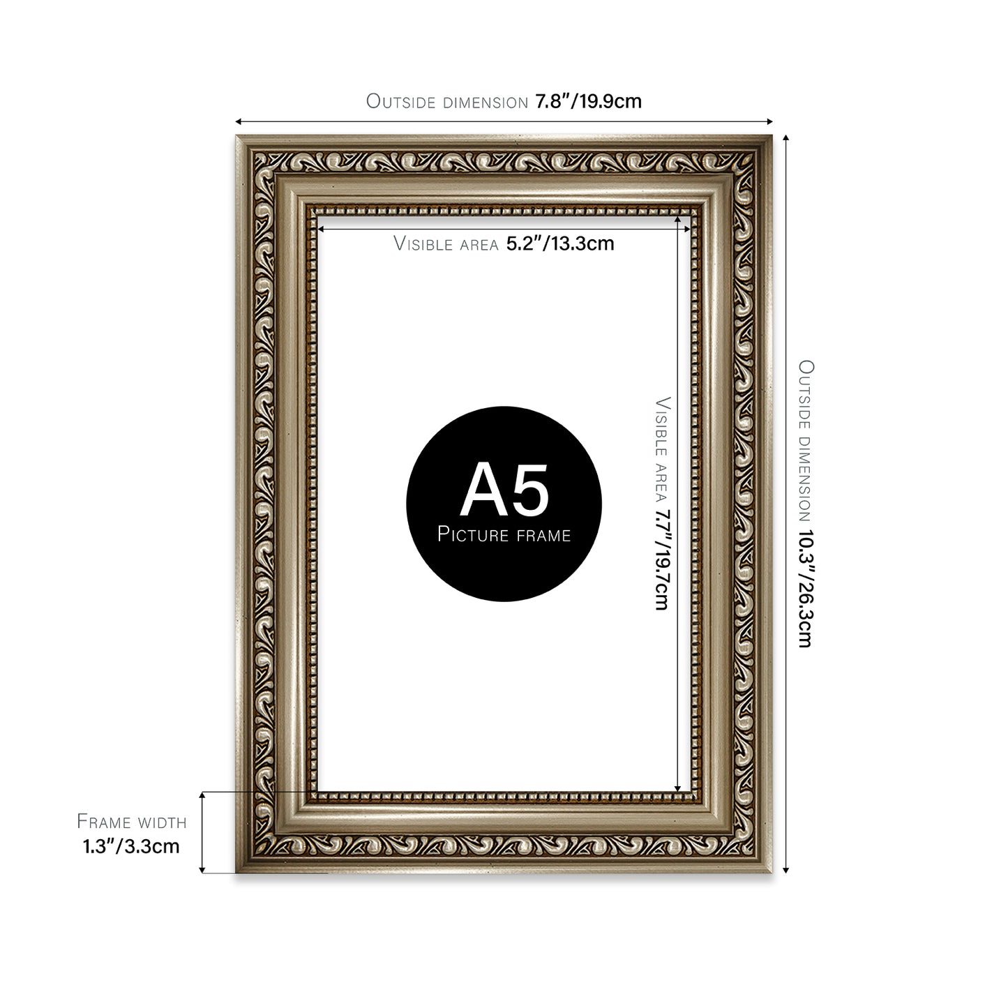 Gunmetal Ornate Picture Frame 33mm Edge