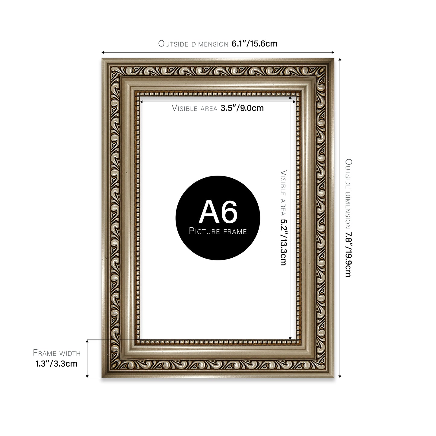 Gunmetal Ornate Picture Frame 33mm Edge