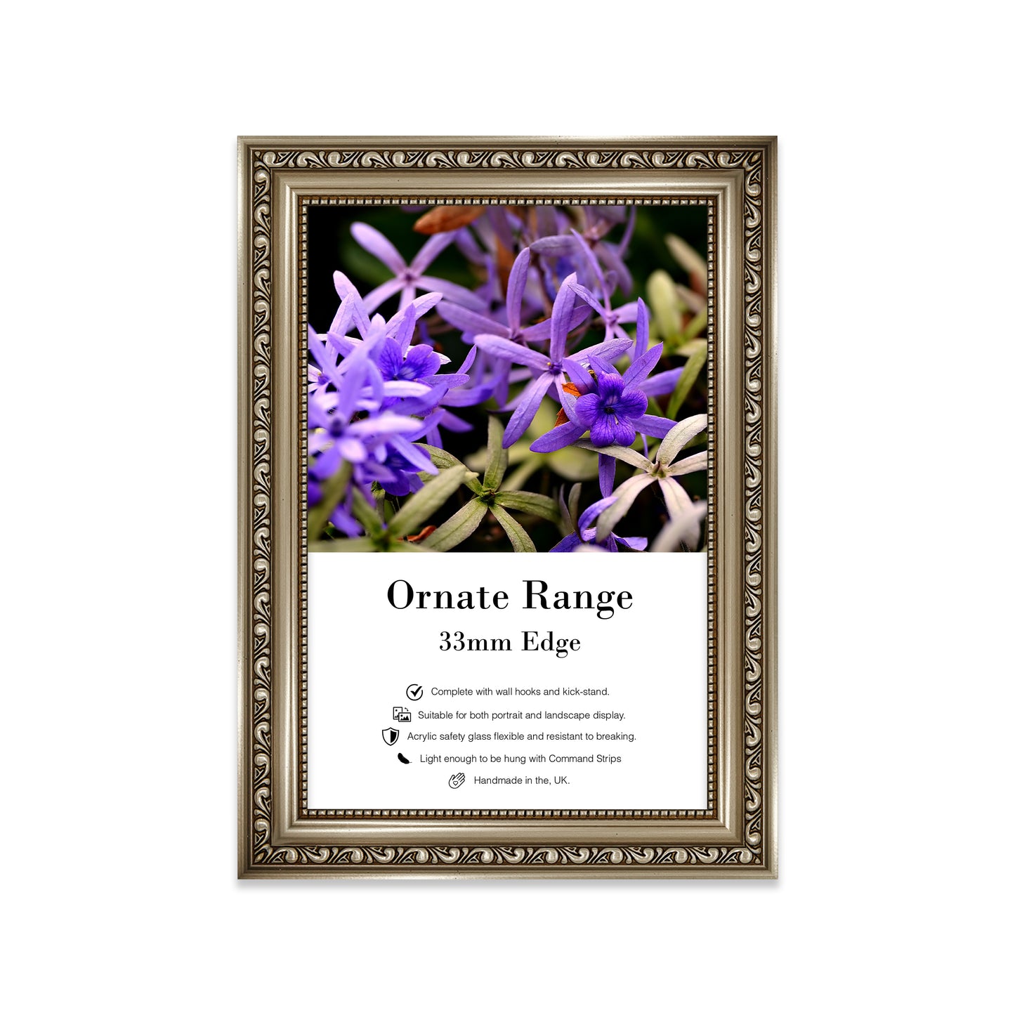 Gunmetal Ornate Picture Frame 33mm Edge