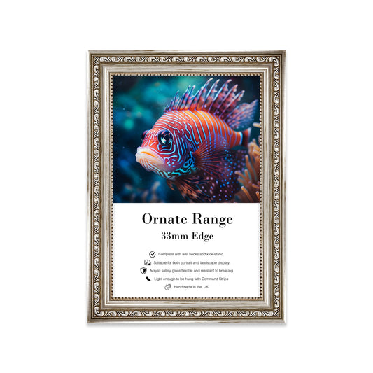 Silver Ornate Picture Frame 33mm Edge