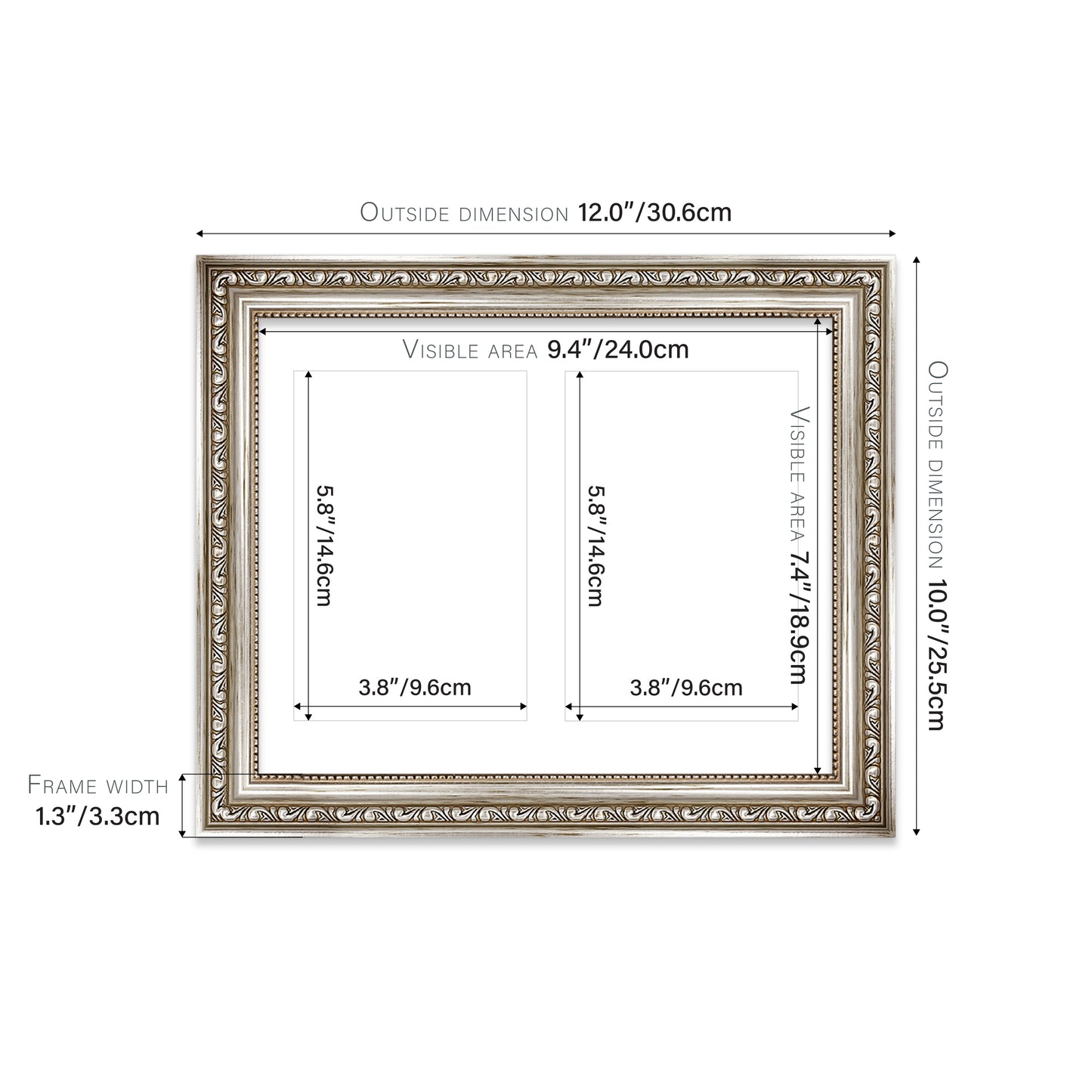 Silver Ornate Picture Frame 33mm Edge