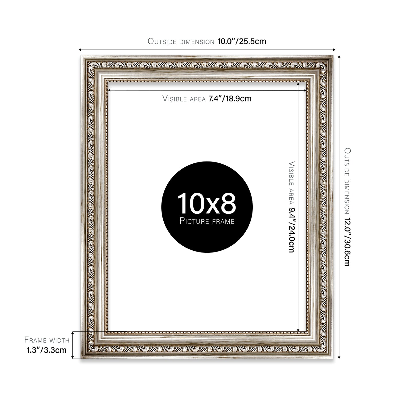 Silver Ornate Picture Frame 33mm Edge