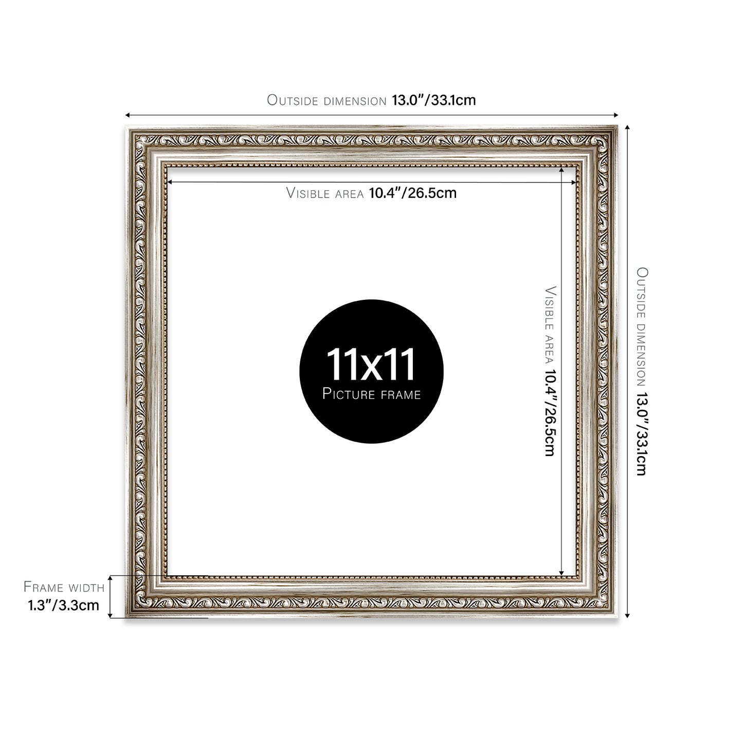 Silver Ornate Picture Frame 33mm Edge