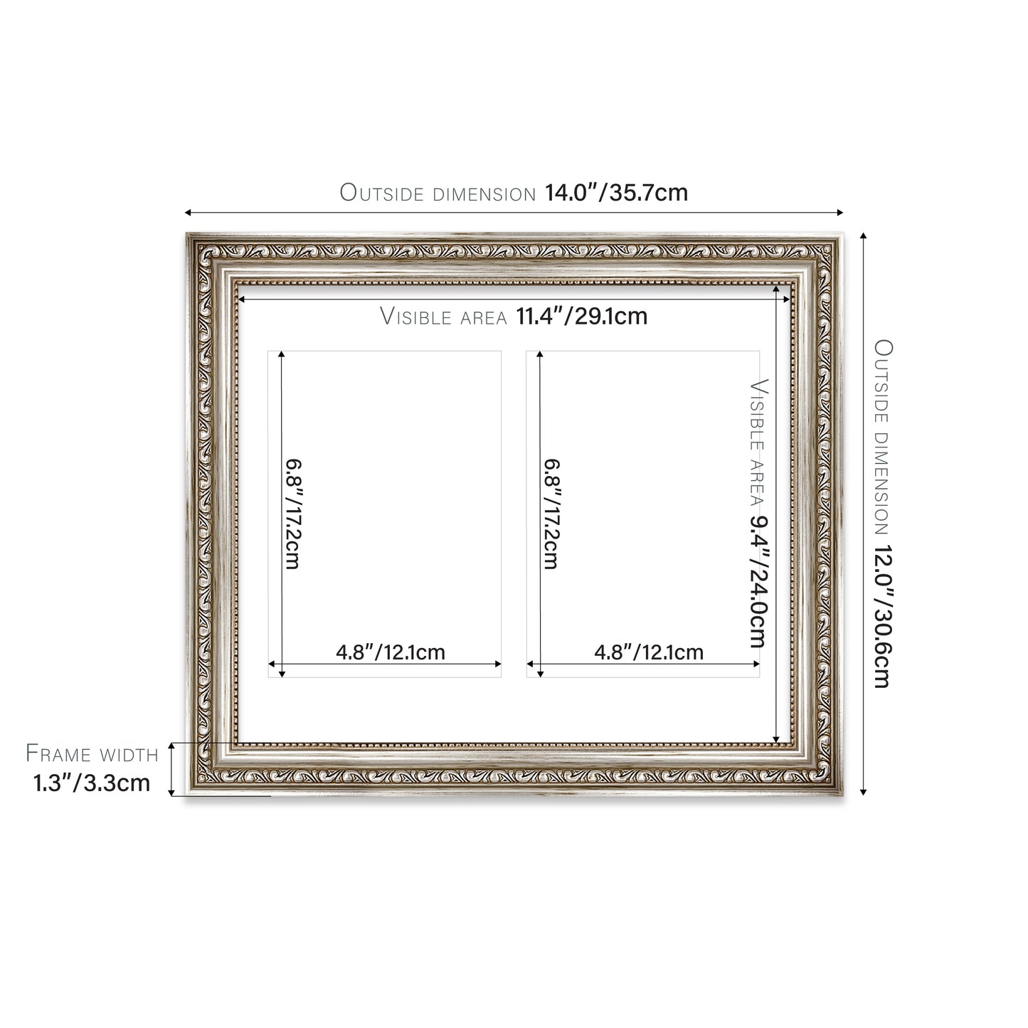 Silver Ornate Picture Frame 33mm Edge
