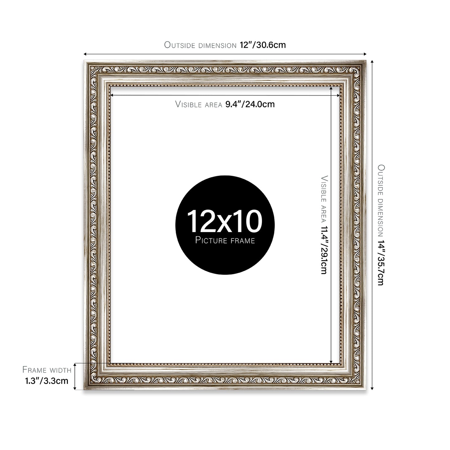 Silver Ornate Picture Frame 33mm Edge