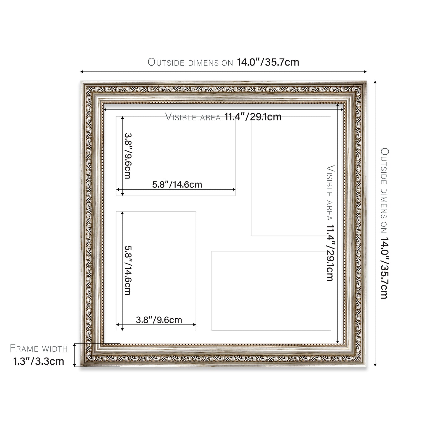 Silver Ornate Picture Frame 33mm Edge
