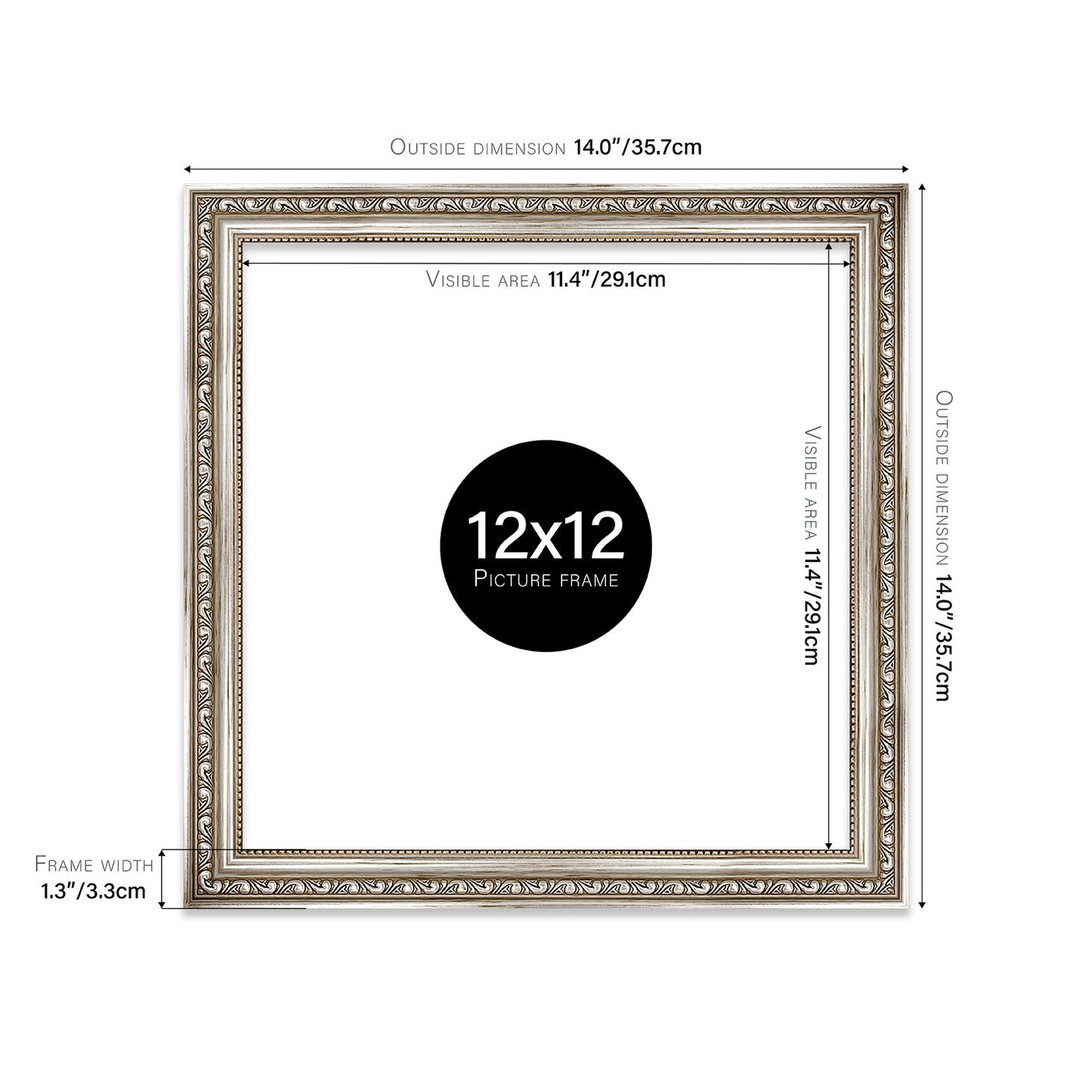 Silver Ornate Picture Frame 33mm Edge