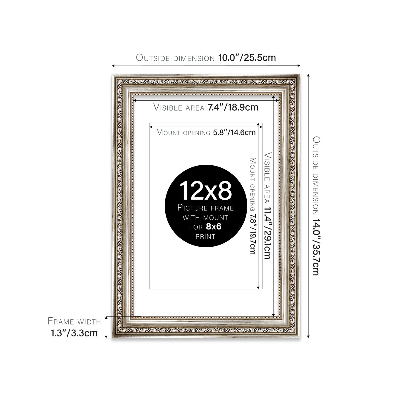 Silver Ornate Picture Frame 33mm Edge