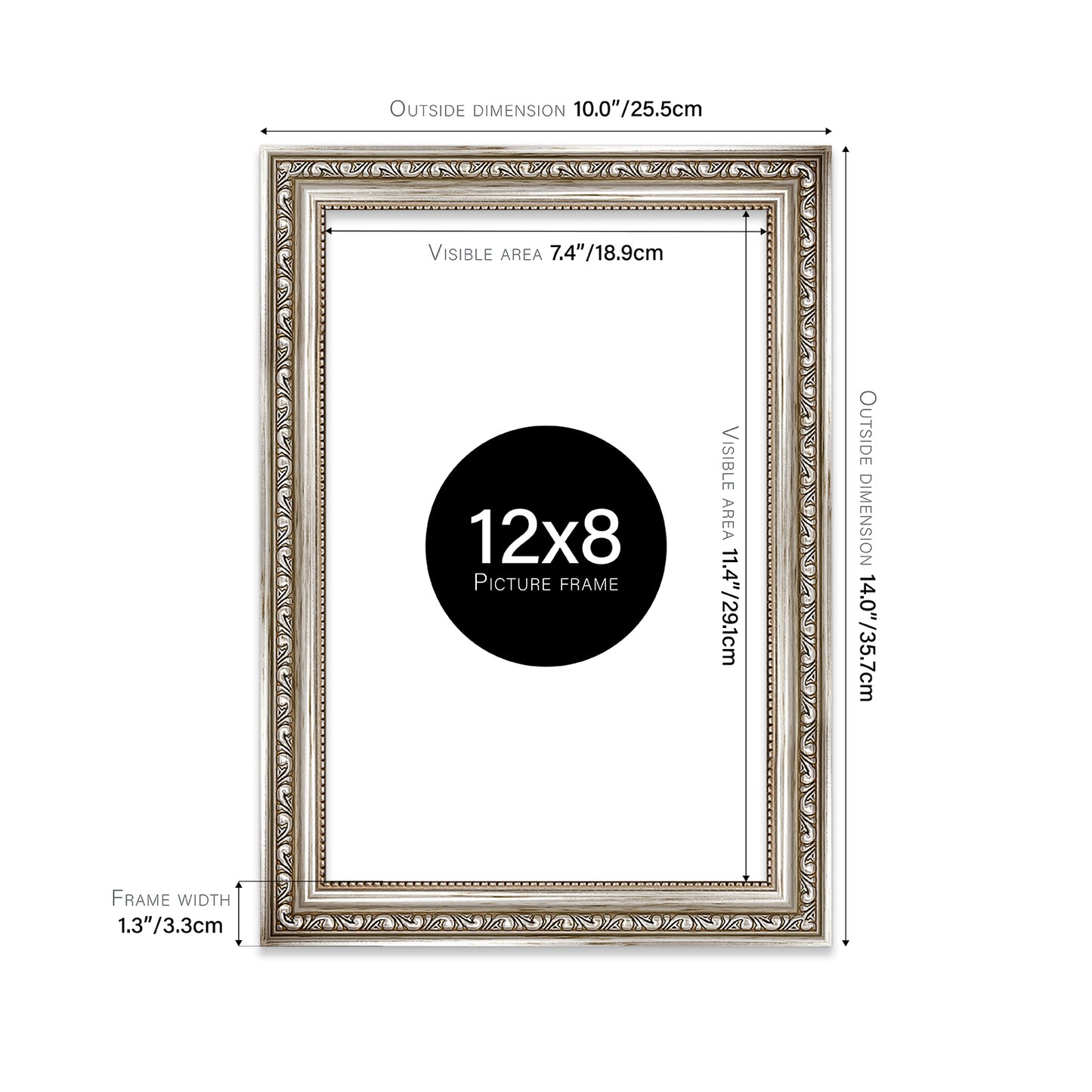 Silver Ornate Picture Frame 33mm Edge