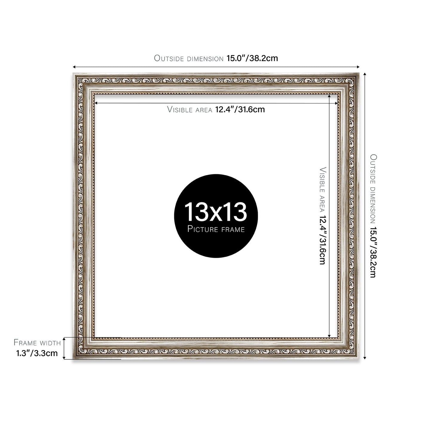 Silver Ornate Picture Frame 33mm Edge