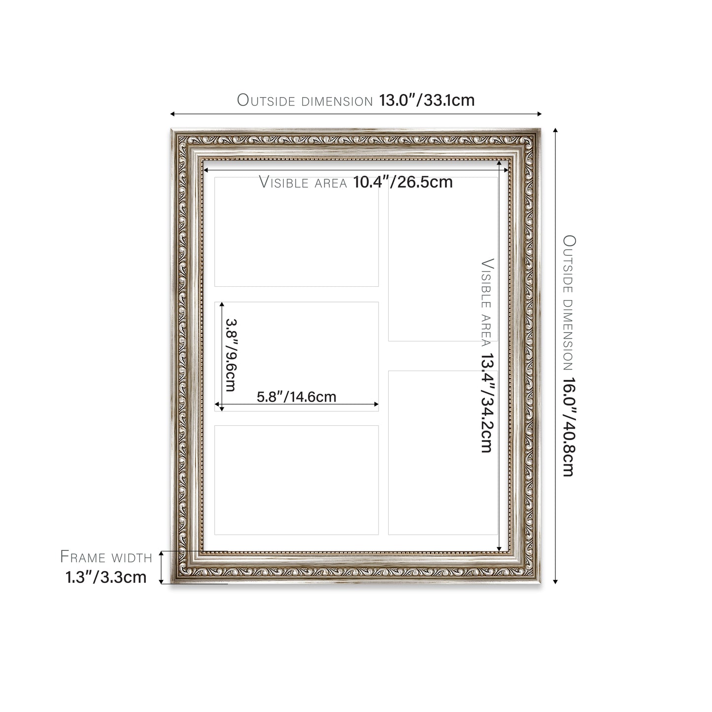 Silver Ornate Picture Frame 33mm Edge