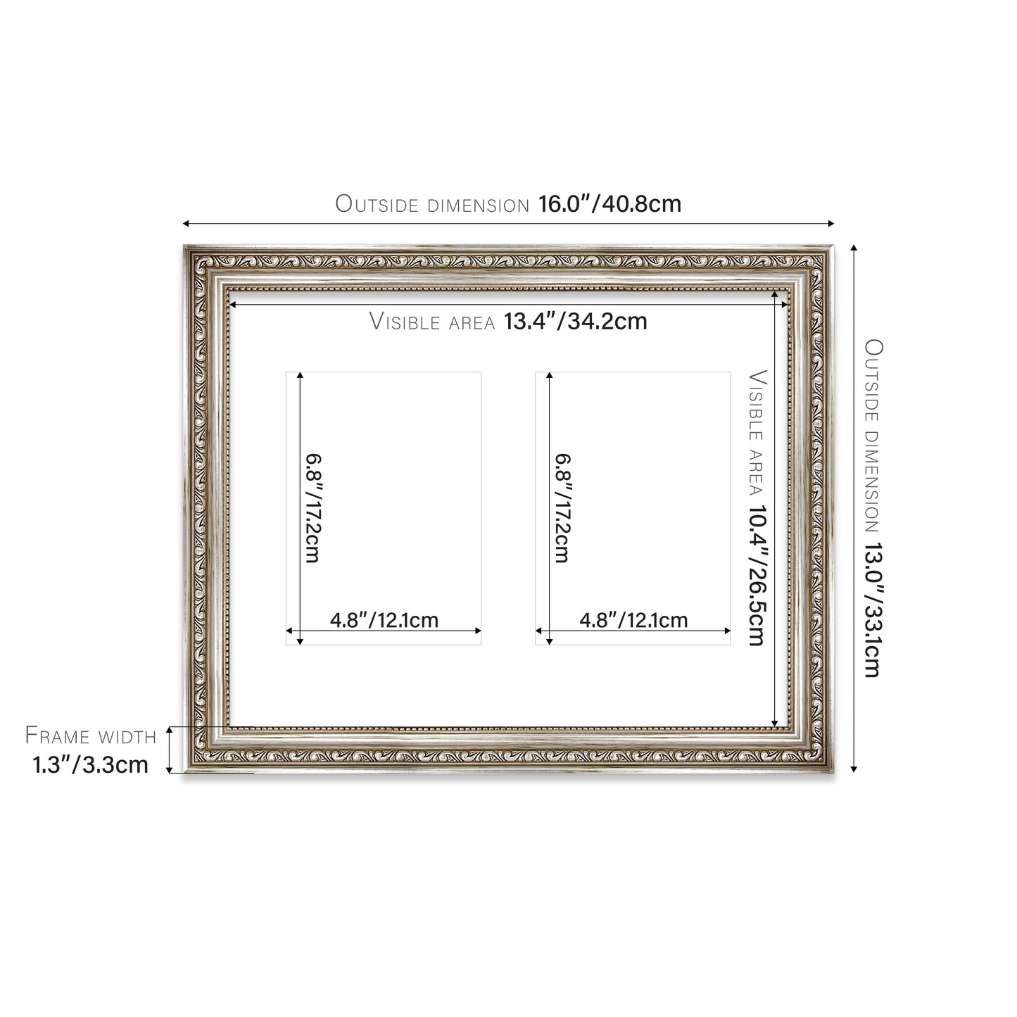 Silver Ornate Picture Frame 33mm Edge