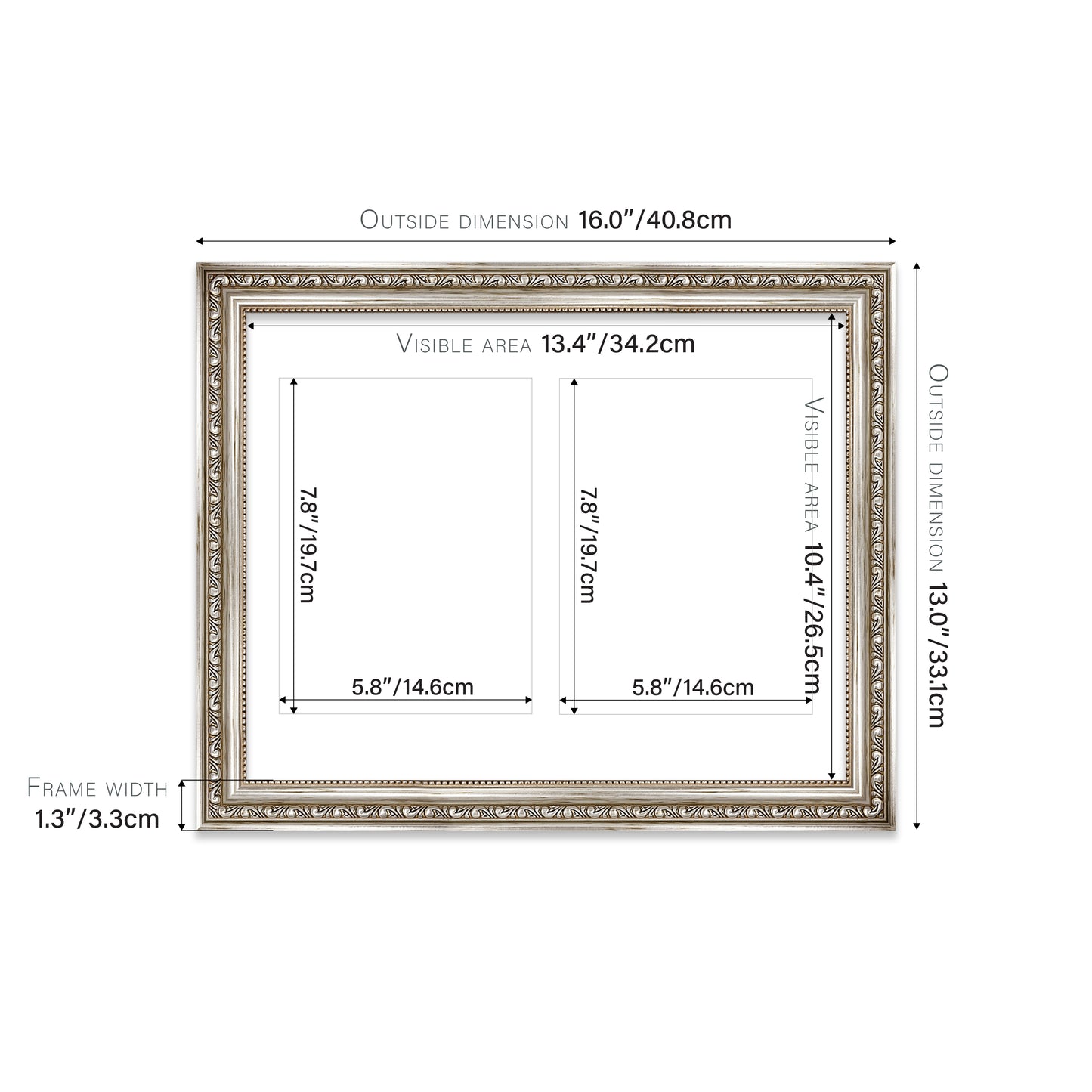 Silver Ornate Picture Frame 33mm Edge