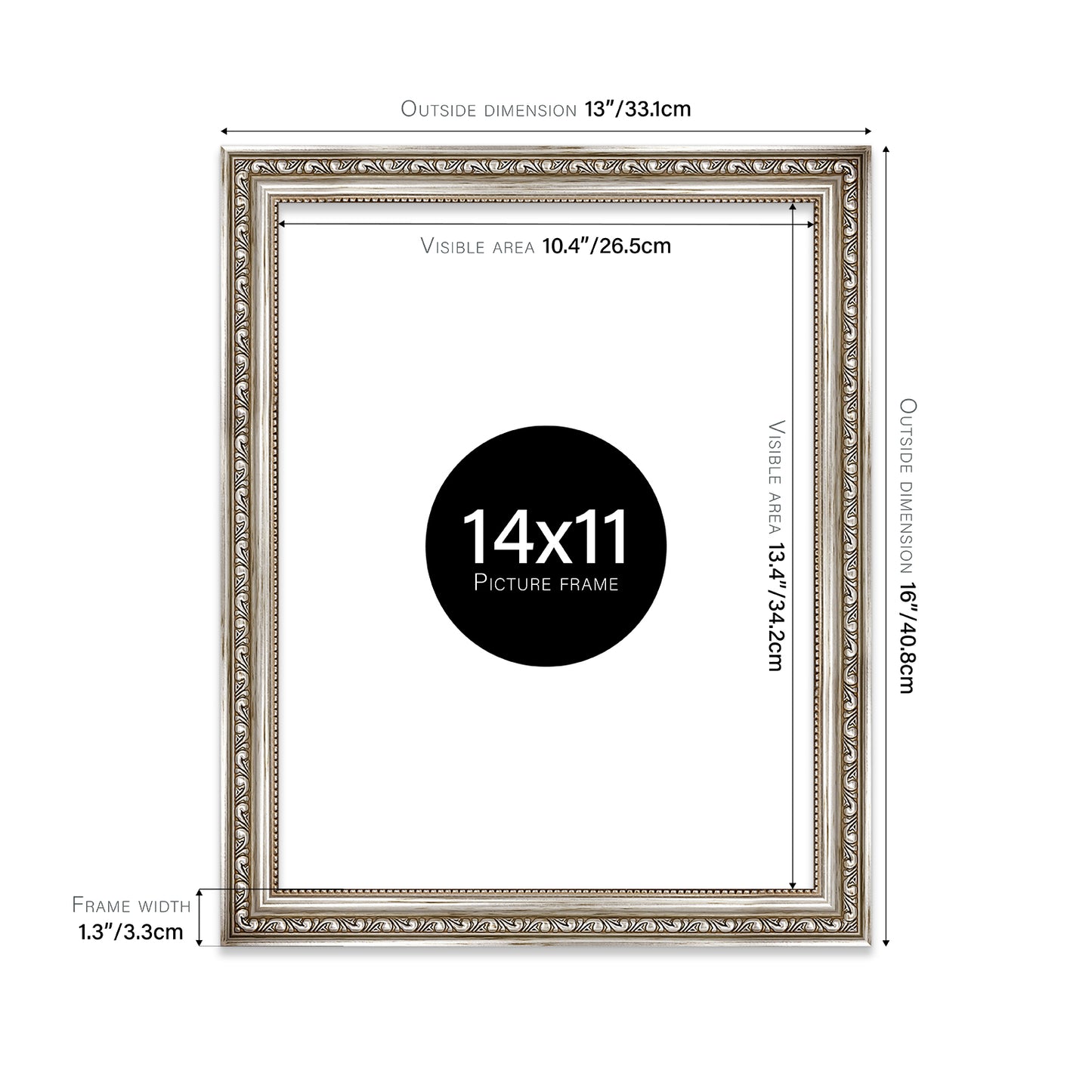 Silver Ornate Picture Frame 33mm Edge