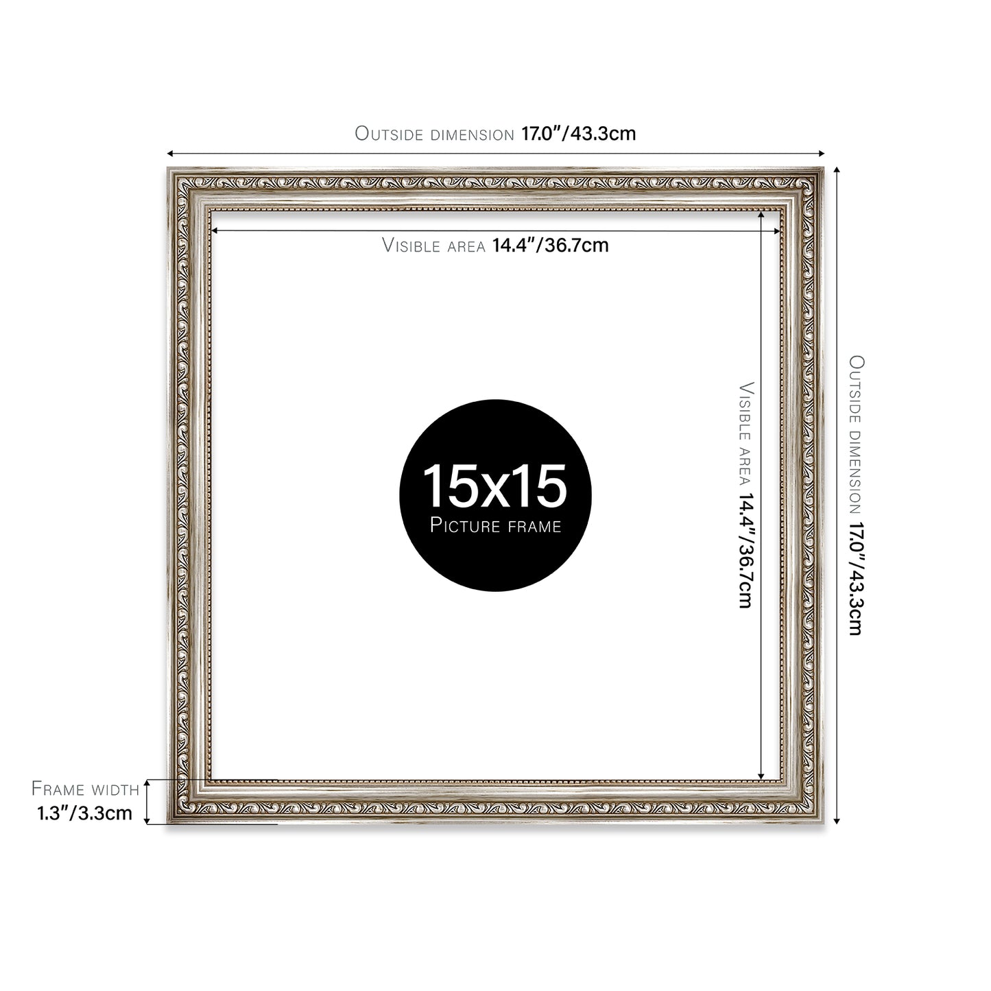 Silver Ornate Picture Frame 33mm Edge