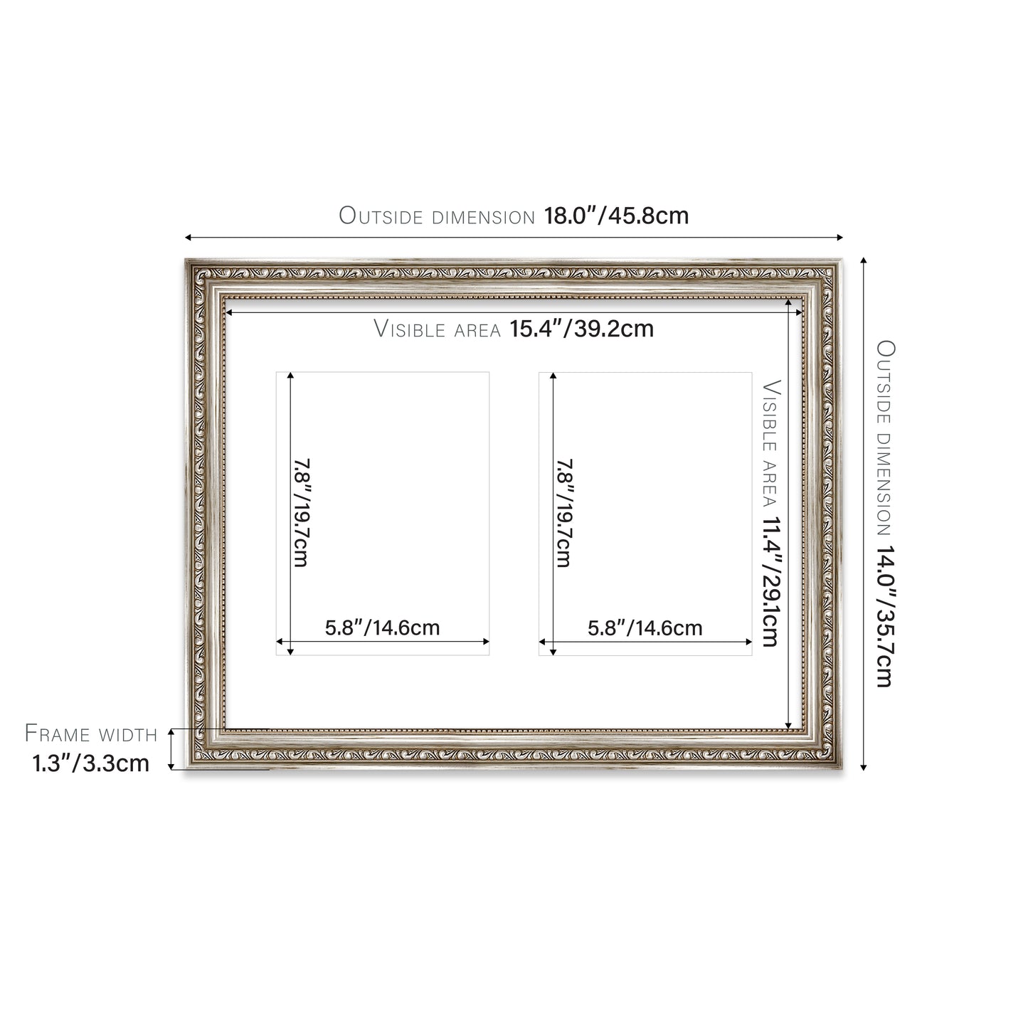 Silver Ornate Picture Frame 33mm Edge