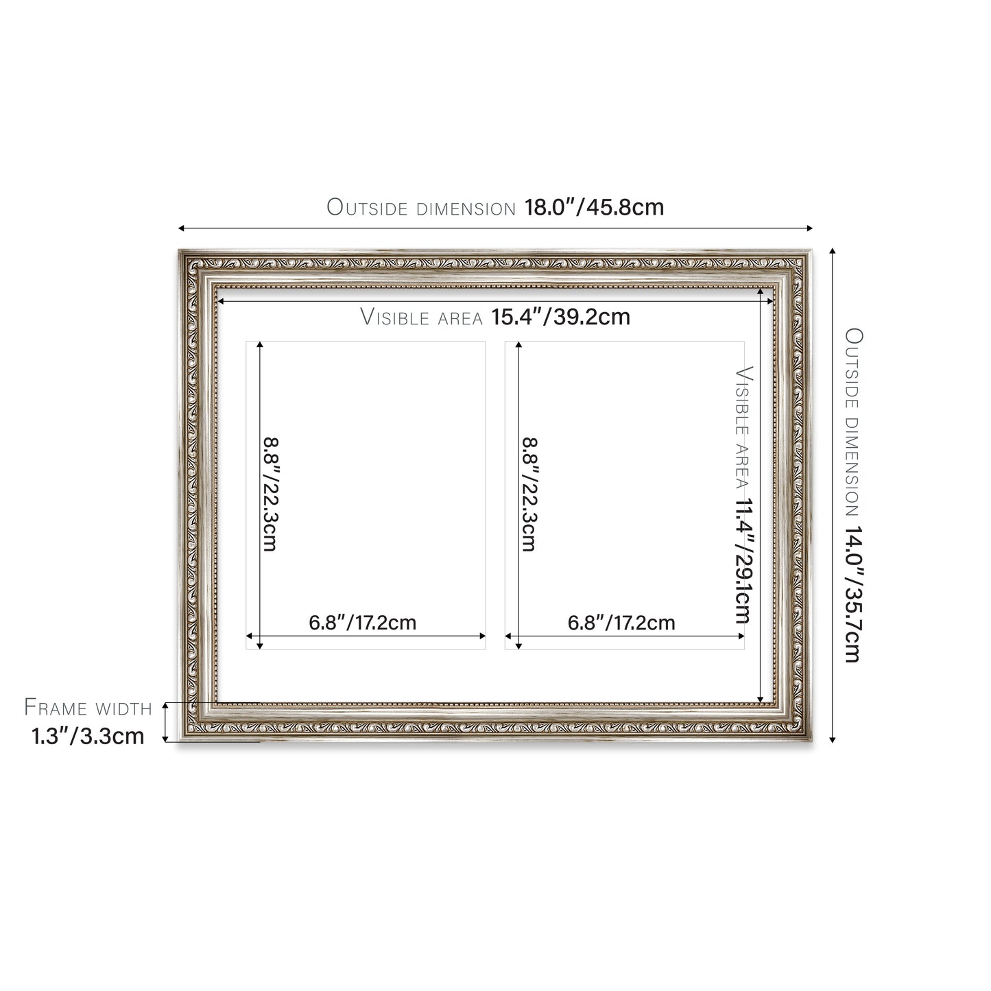Silver Ornate Picture Frame 33mm Edge