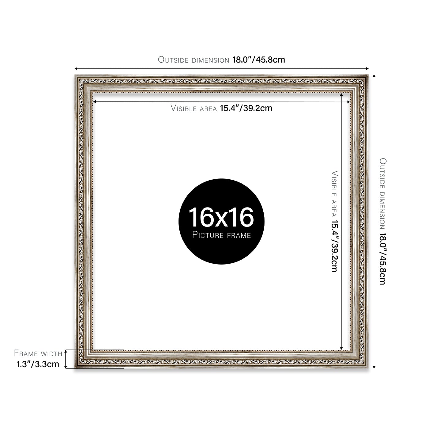 Silver Ornate Picture Frame 33mm Edge