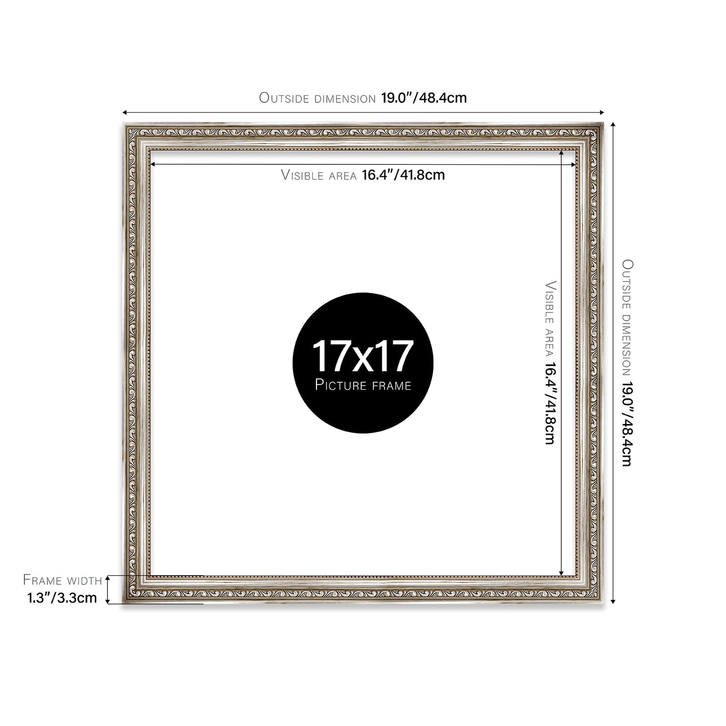 Silver Ornate Picture Frame 33mm Edge
