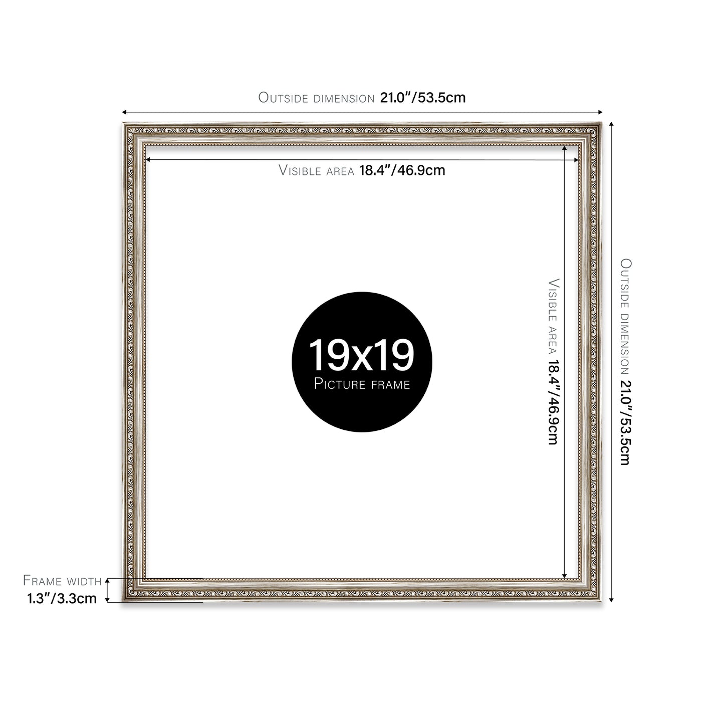 Silver Ornate Picture Frame 33mm Edge
