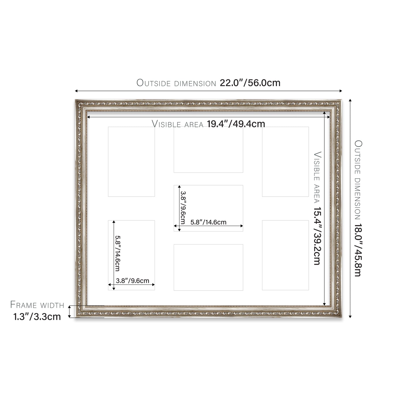 Silver Ornate Picture Frame 33mm Edge
