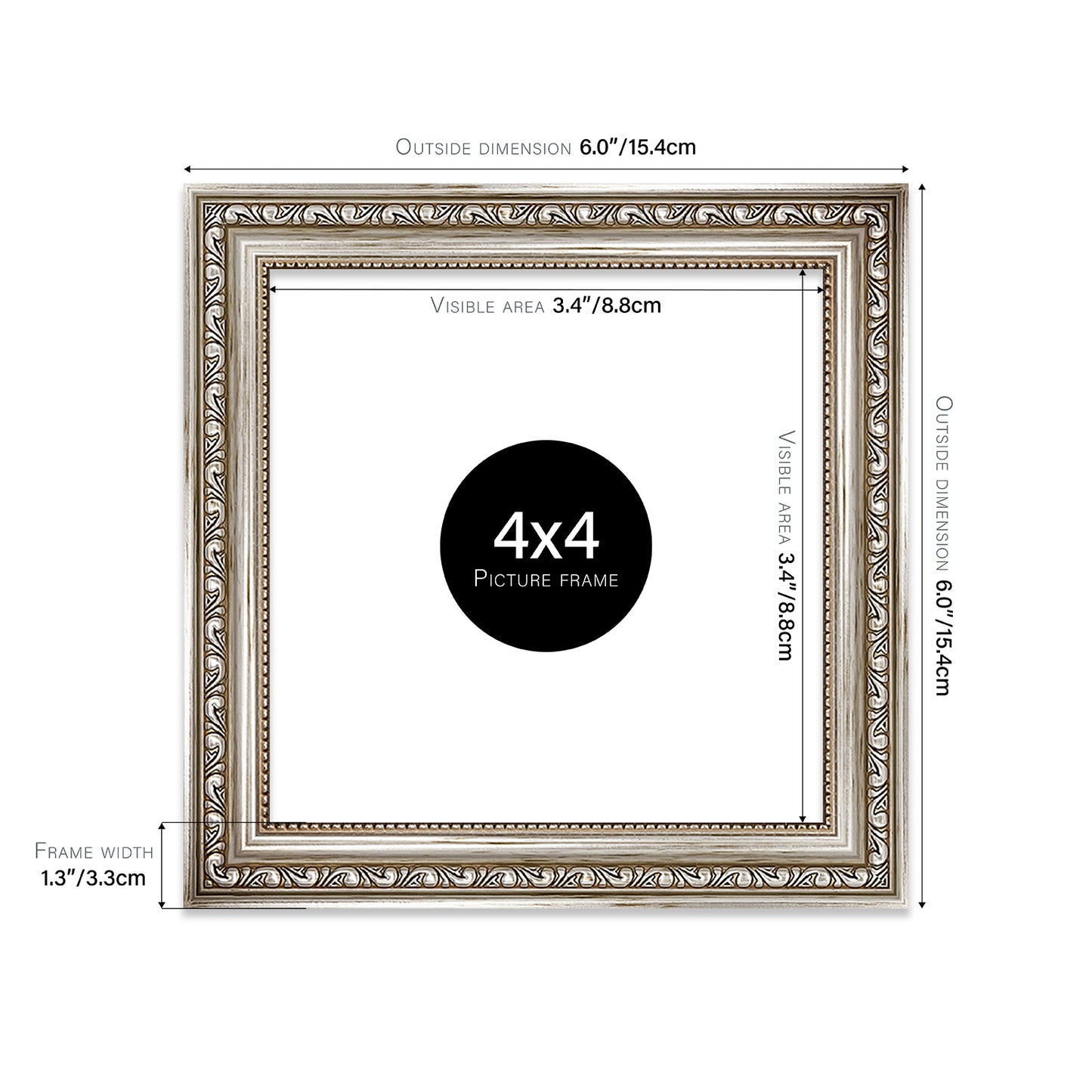 Silver Ornate Picture Frame 33mm Edge