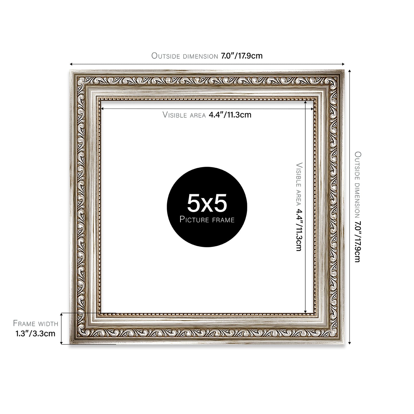 Silver Ornate Picture Frame 33mm Edge
