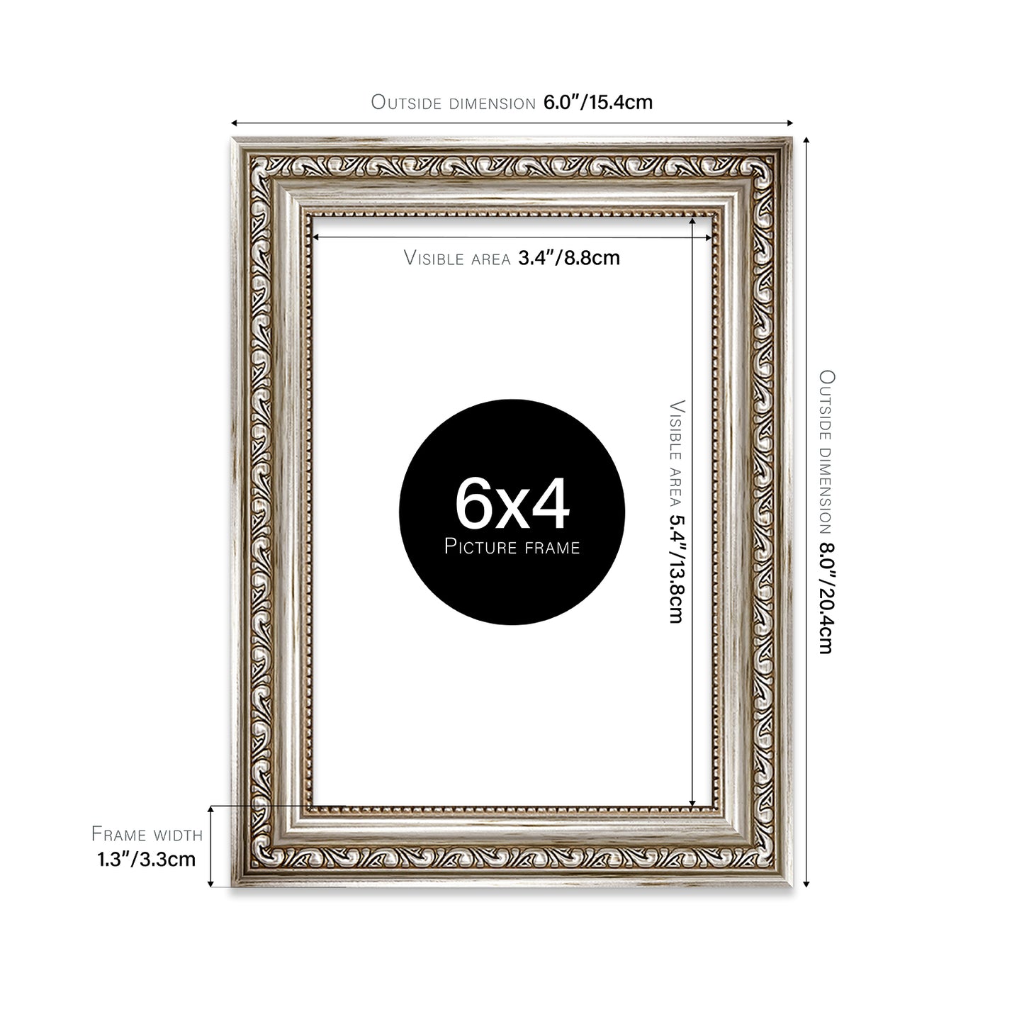 Silver Ornate Picture Frame 33mm Edge