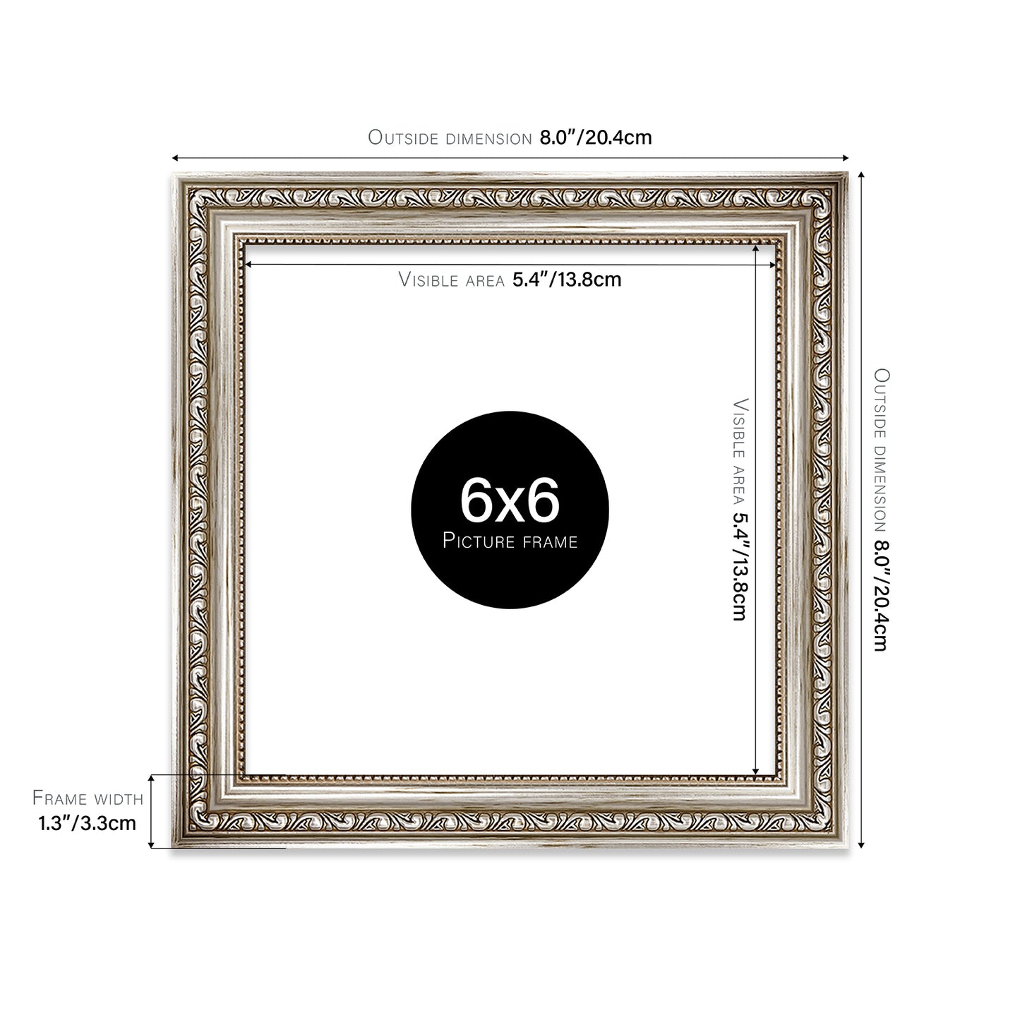 Silver Ornate Picture Frame 33mm Edge