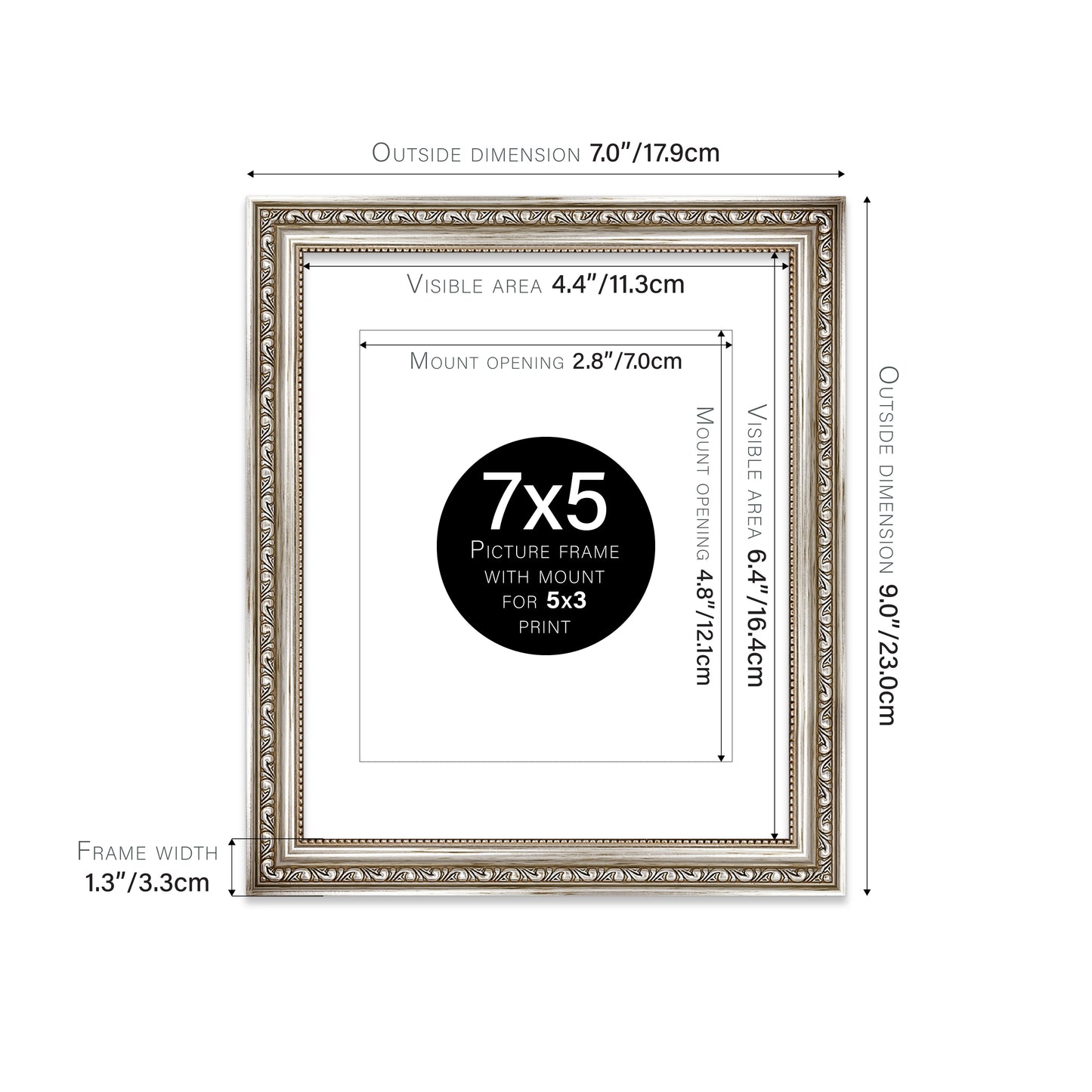 Silver Ornate Picture Frame 33mm Edge
