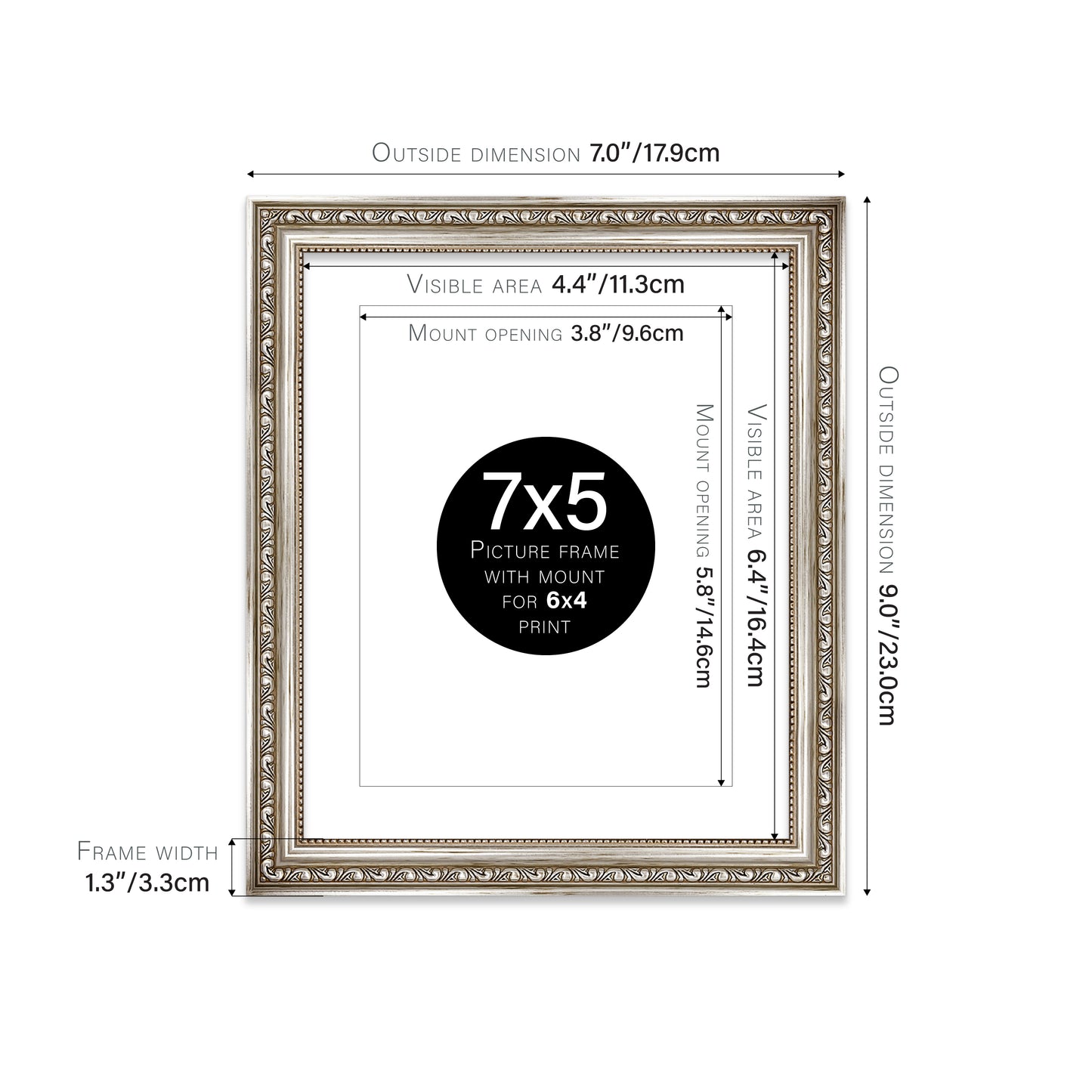 Silver Ornate Picture Frame 33mm Edge