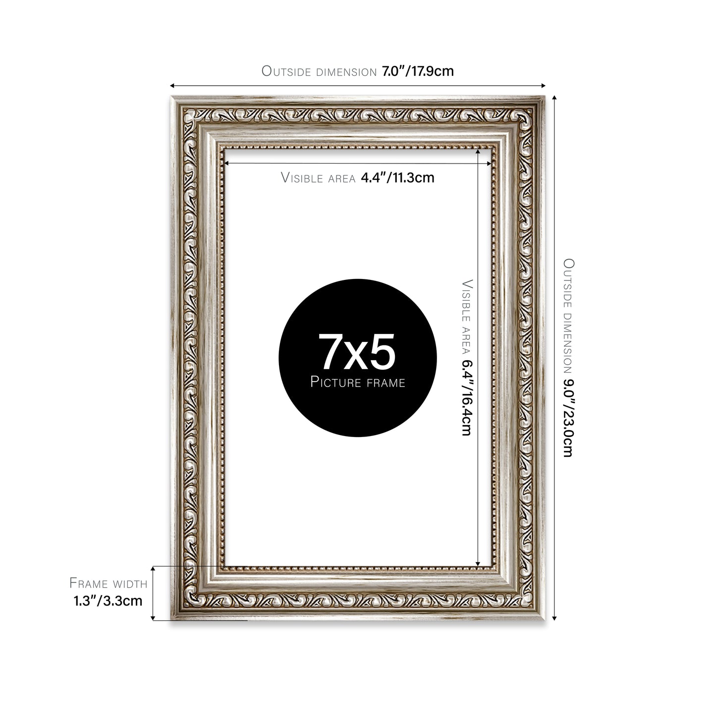 Silver Ornate Picture Frame 33mm Edge