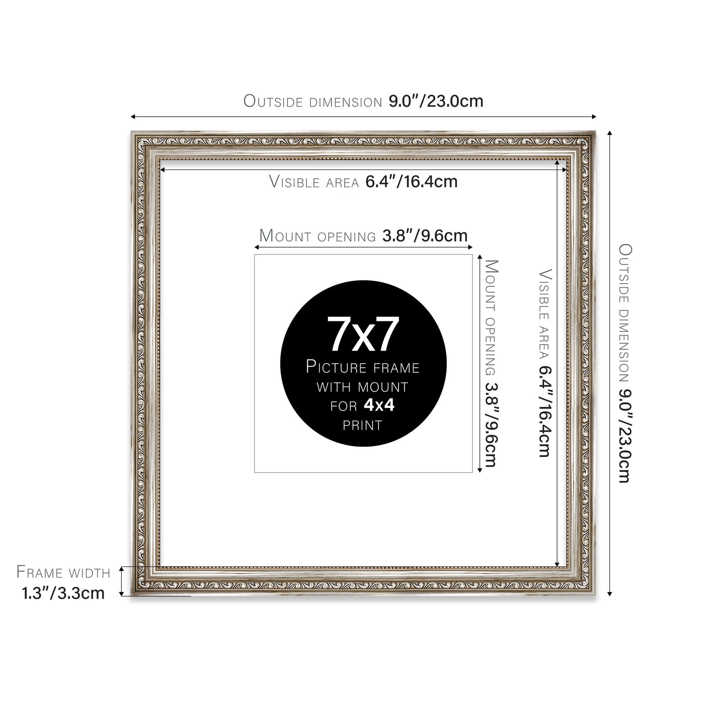 Silver Ornate Picture Frame 33mm Edge