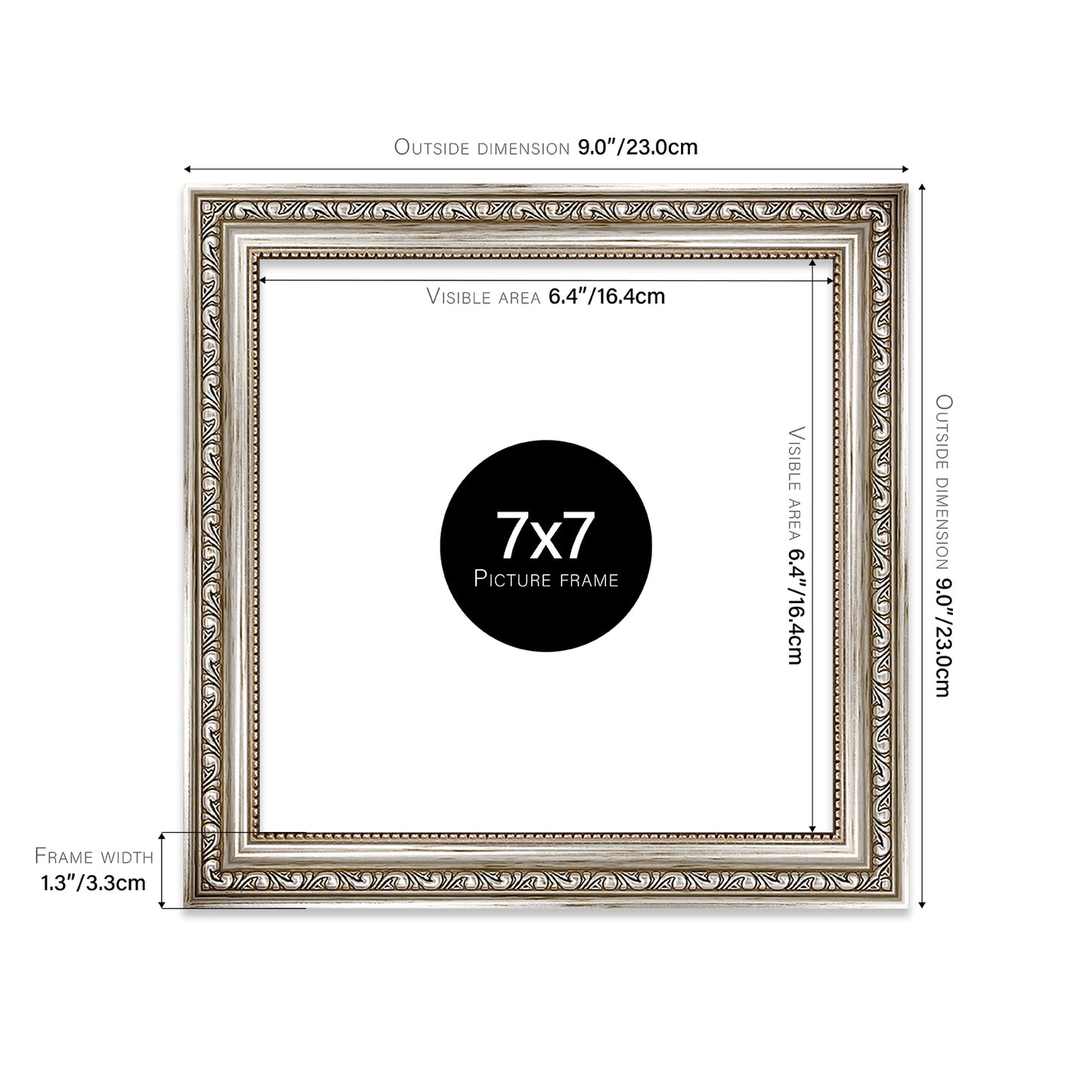 Silver Ornate Picture Frame 33mm Edge