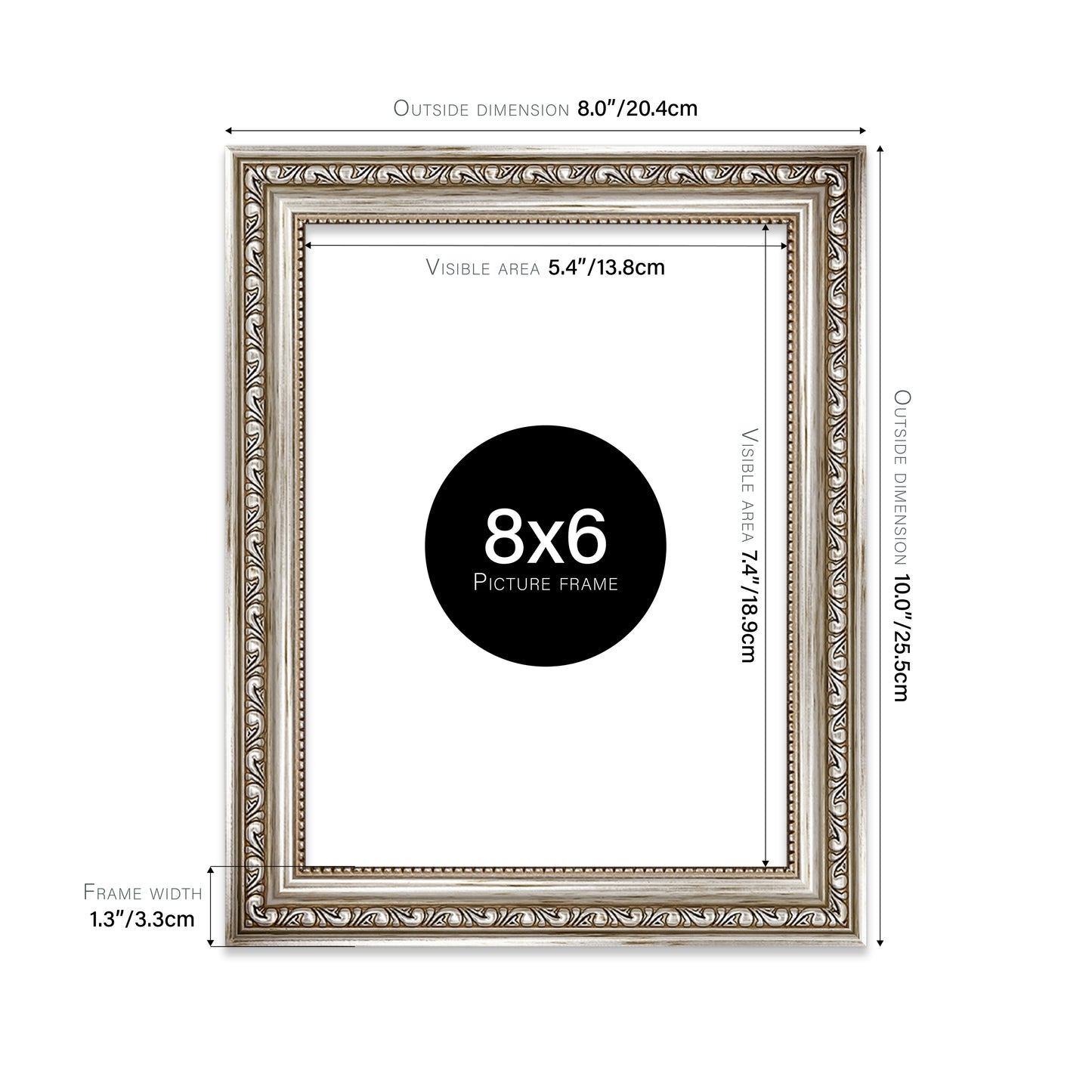 Silver Ornate Picture Frame 33mm Edge